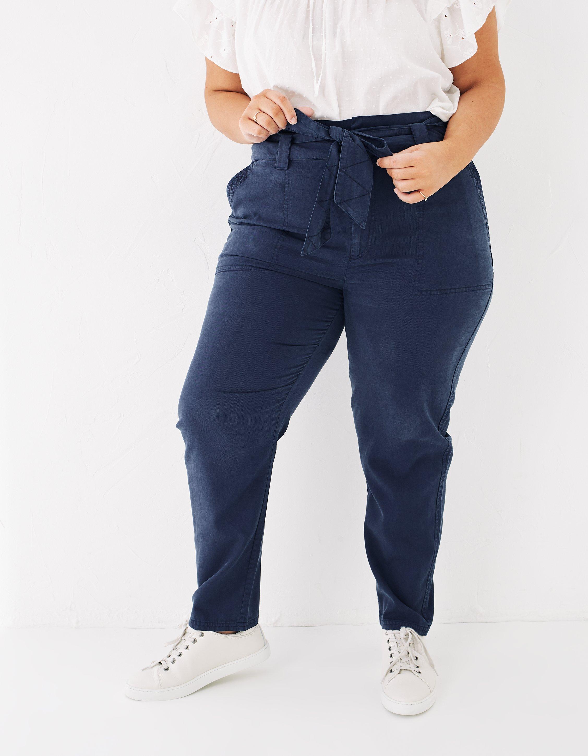 With Confidence Navy Blue Paper Bag Waist Pants