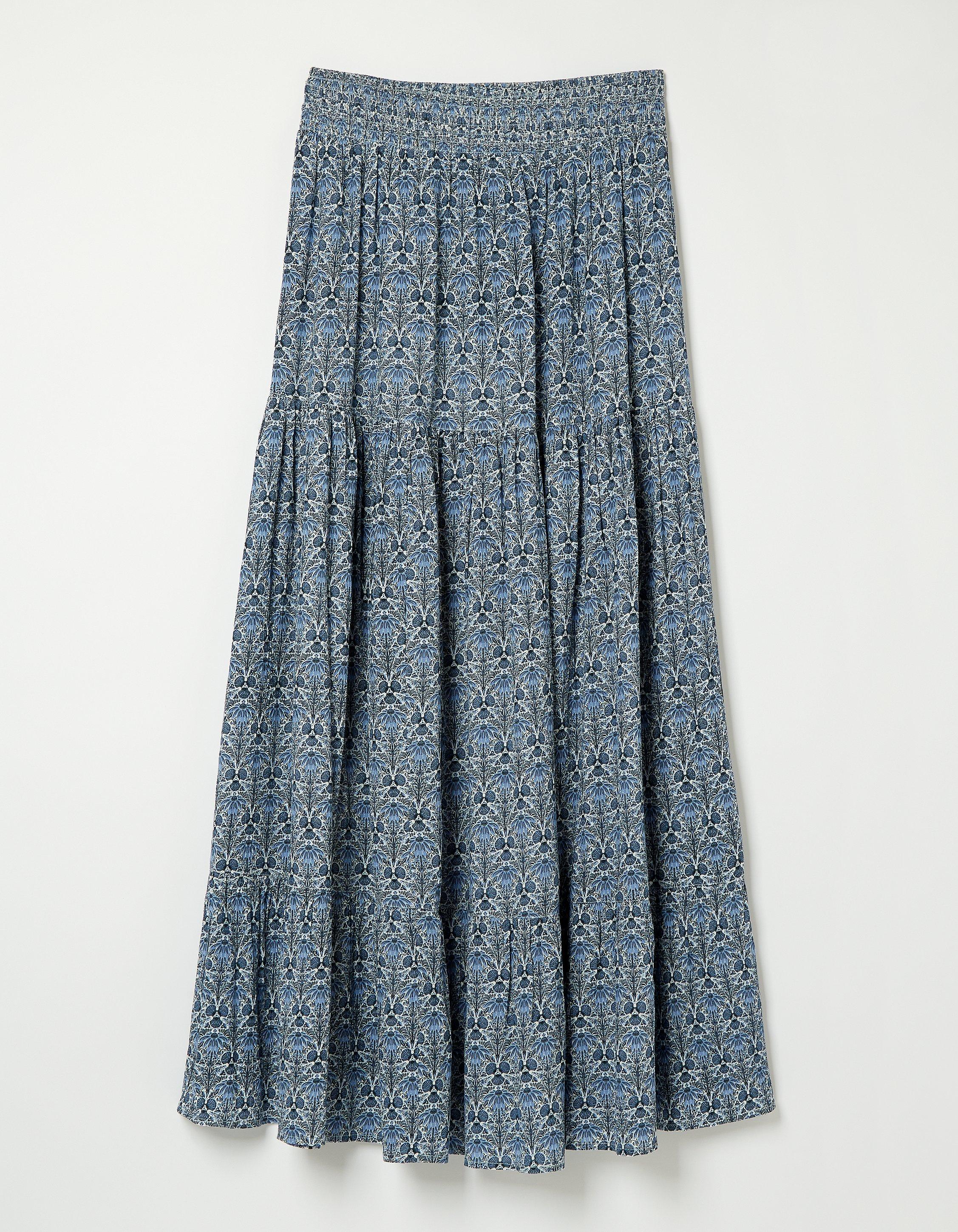 Fatface blue pleated 2025 water lilies skirt