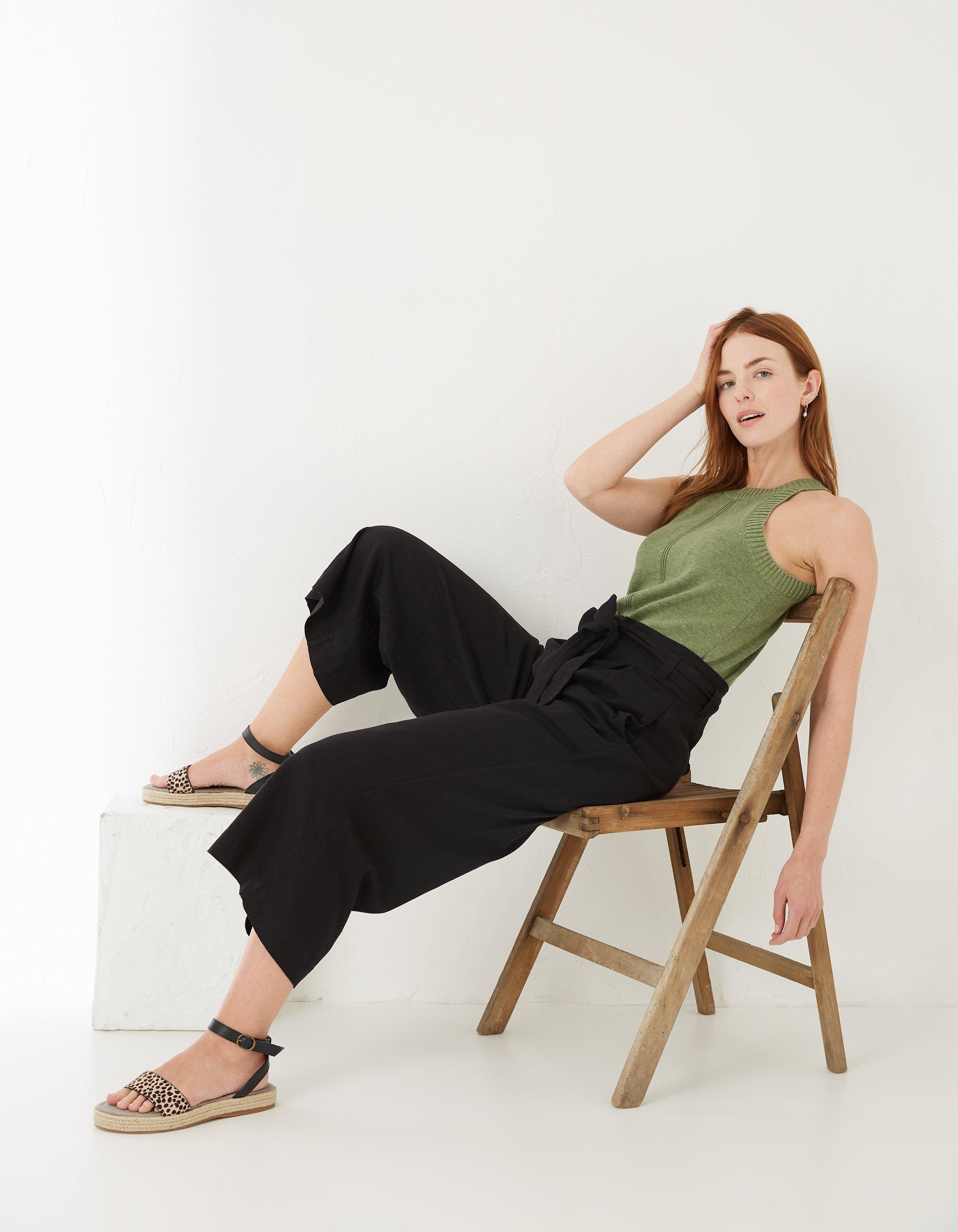 Linen-blend Crop Pants