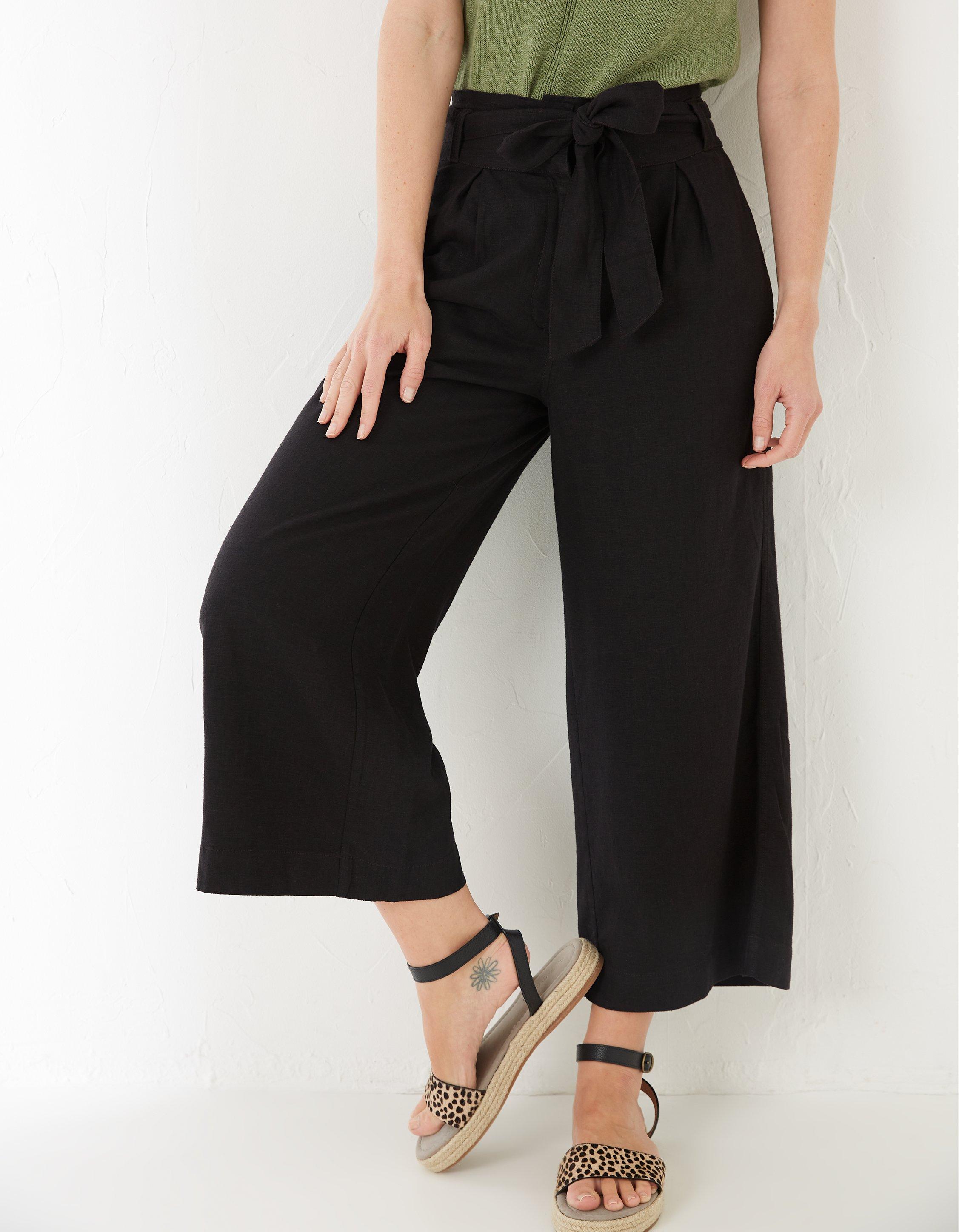 Linen-blend Crop Pants