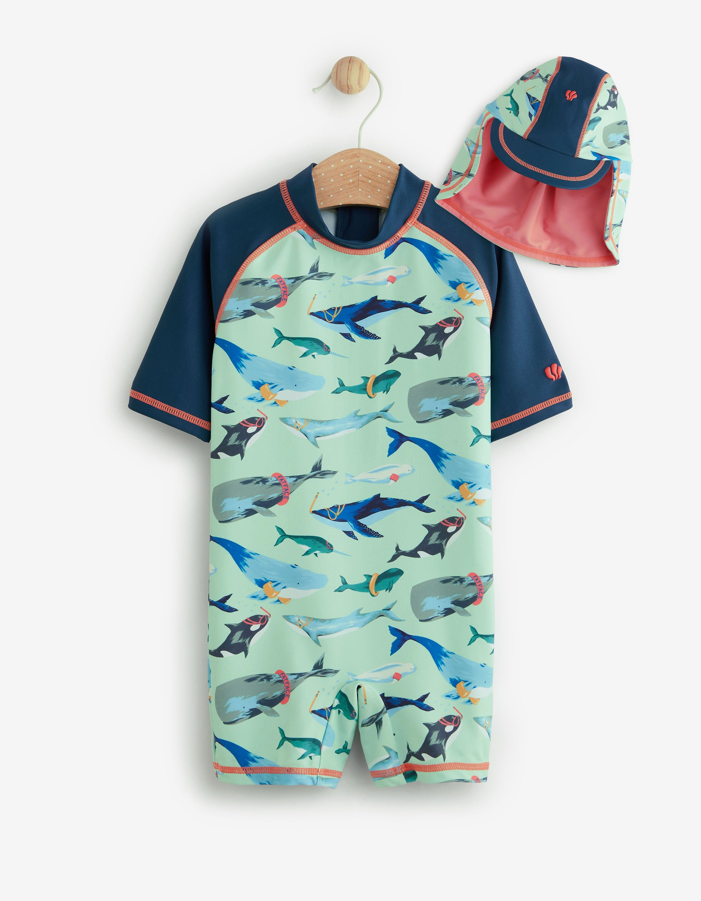 Kid’s Whale Print Swimsuit and Hat