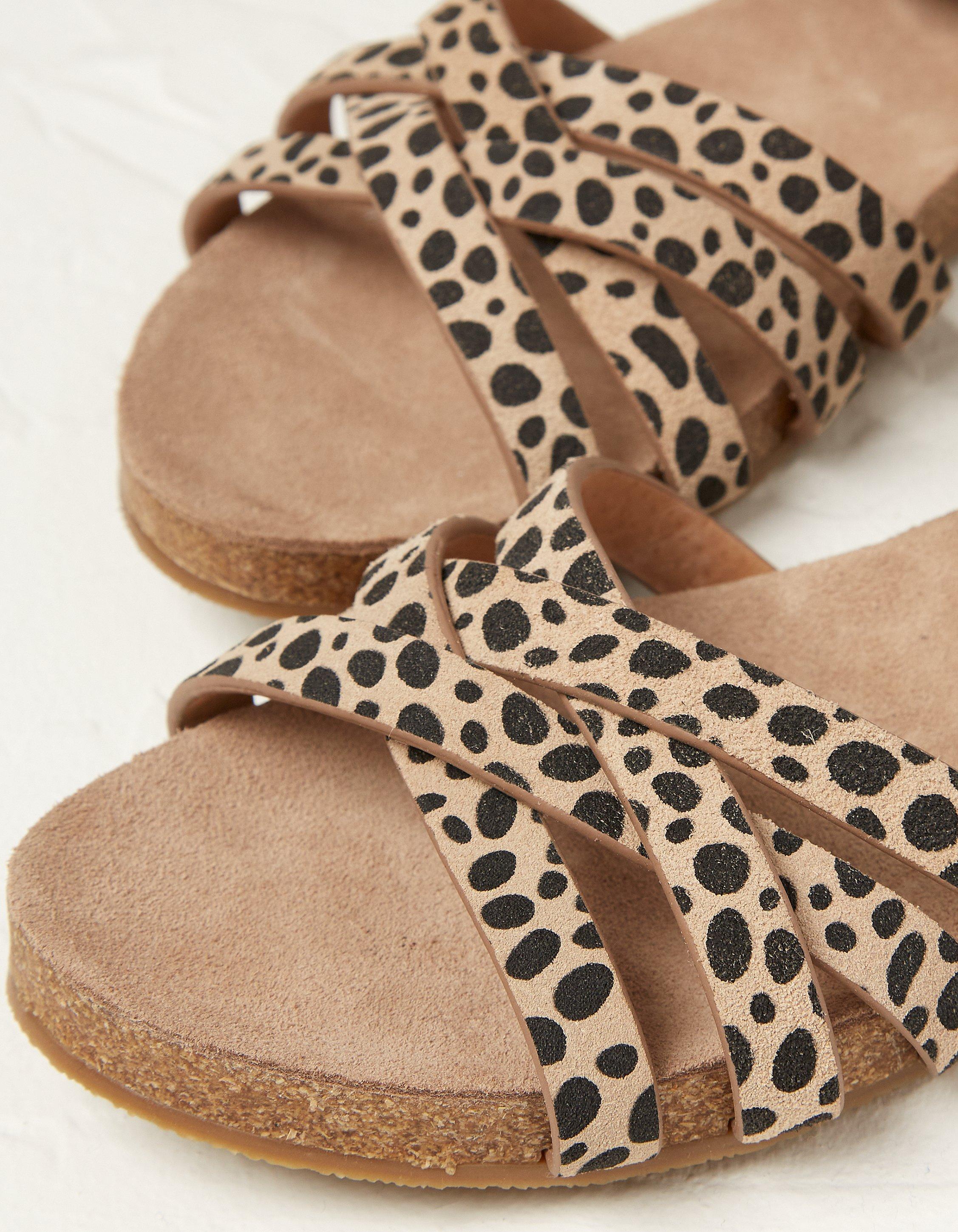 Leopard print discount slip on sandals