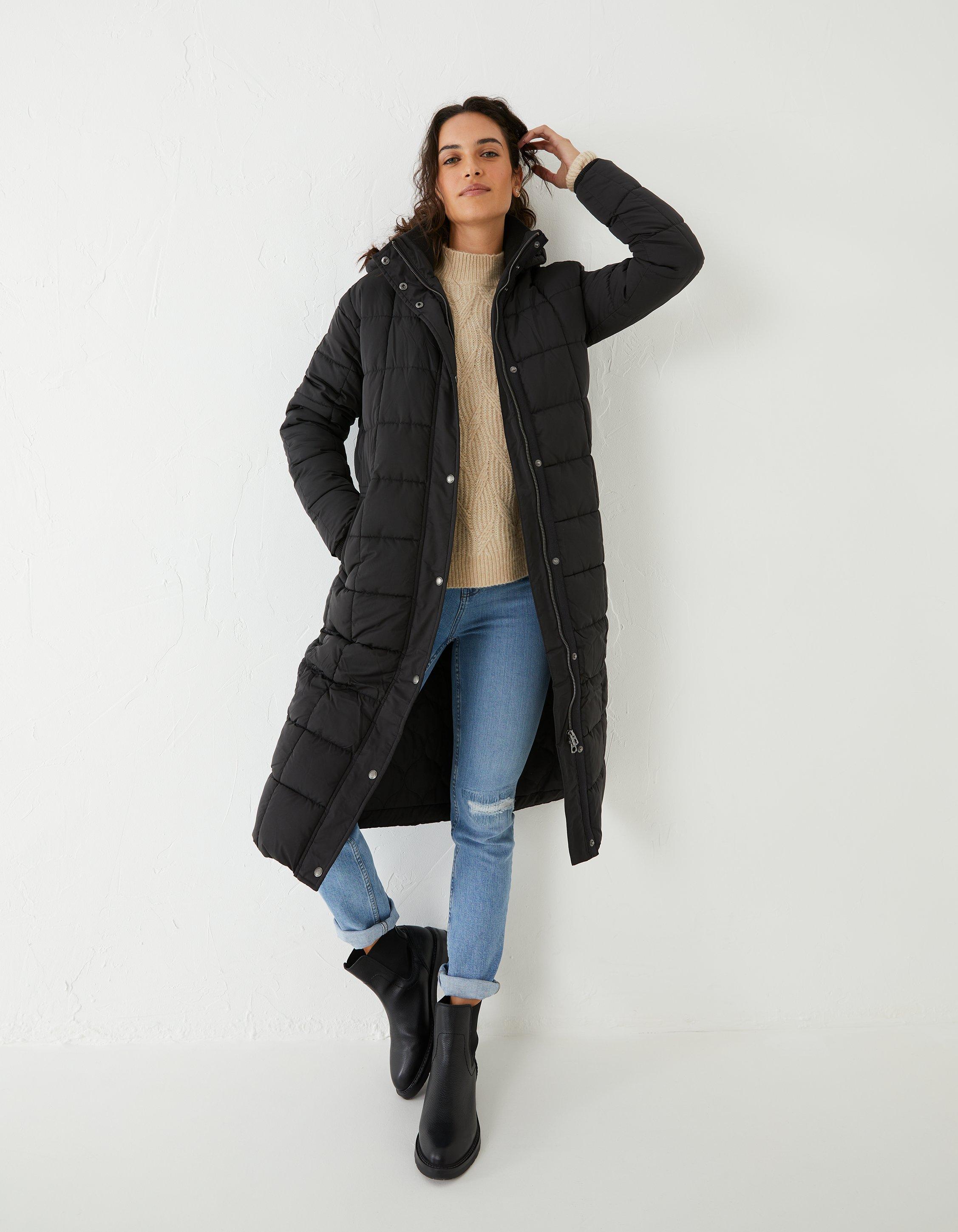 Long black best sale puffa jacket