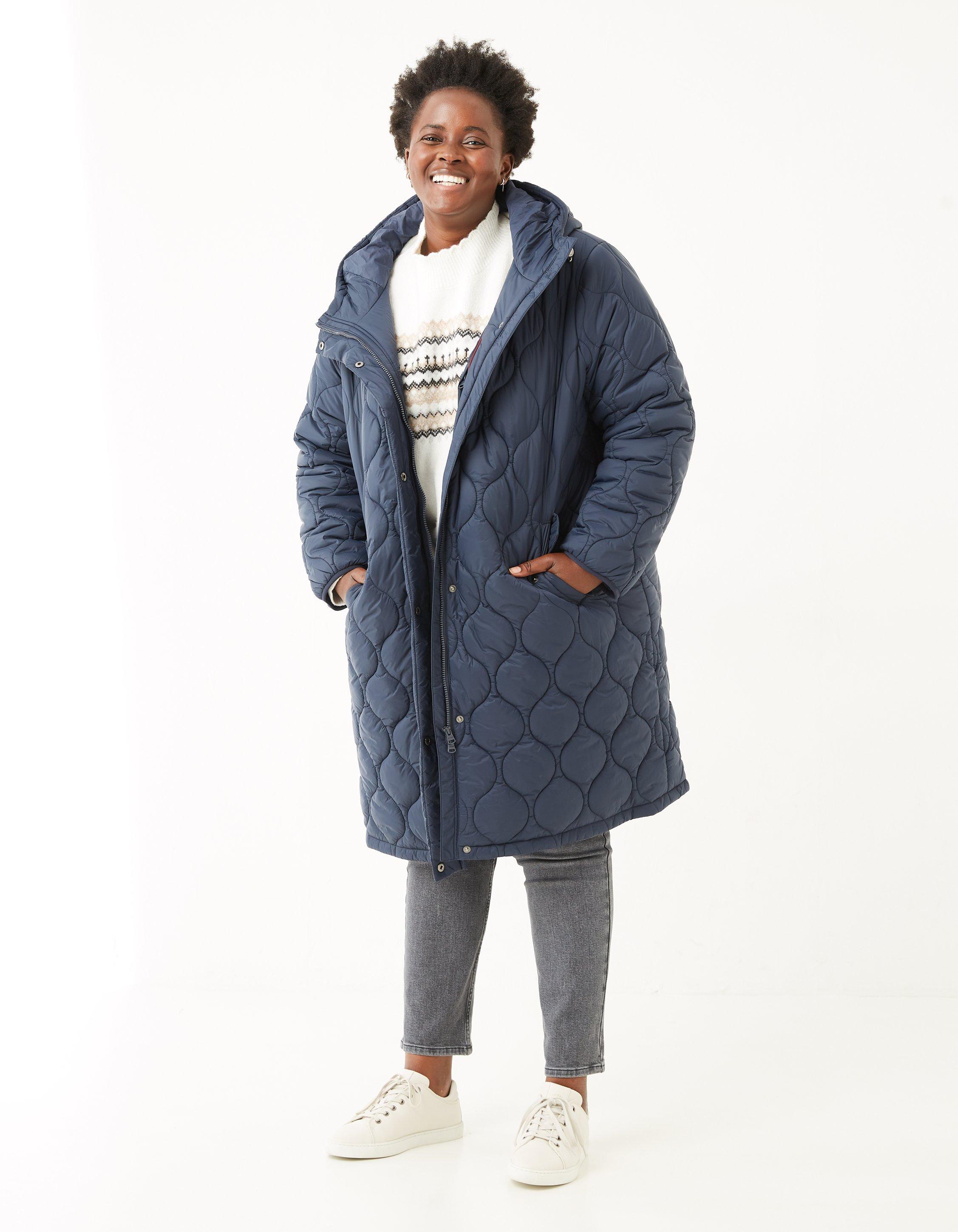 Long padded coat discount navy