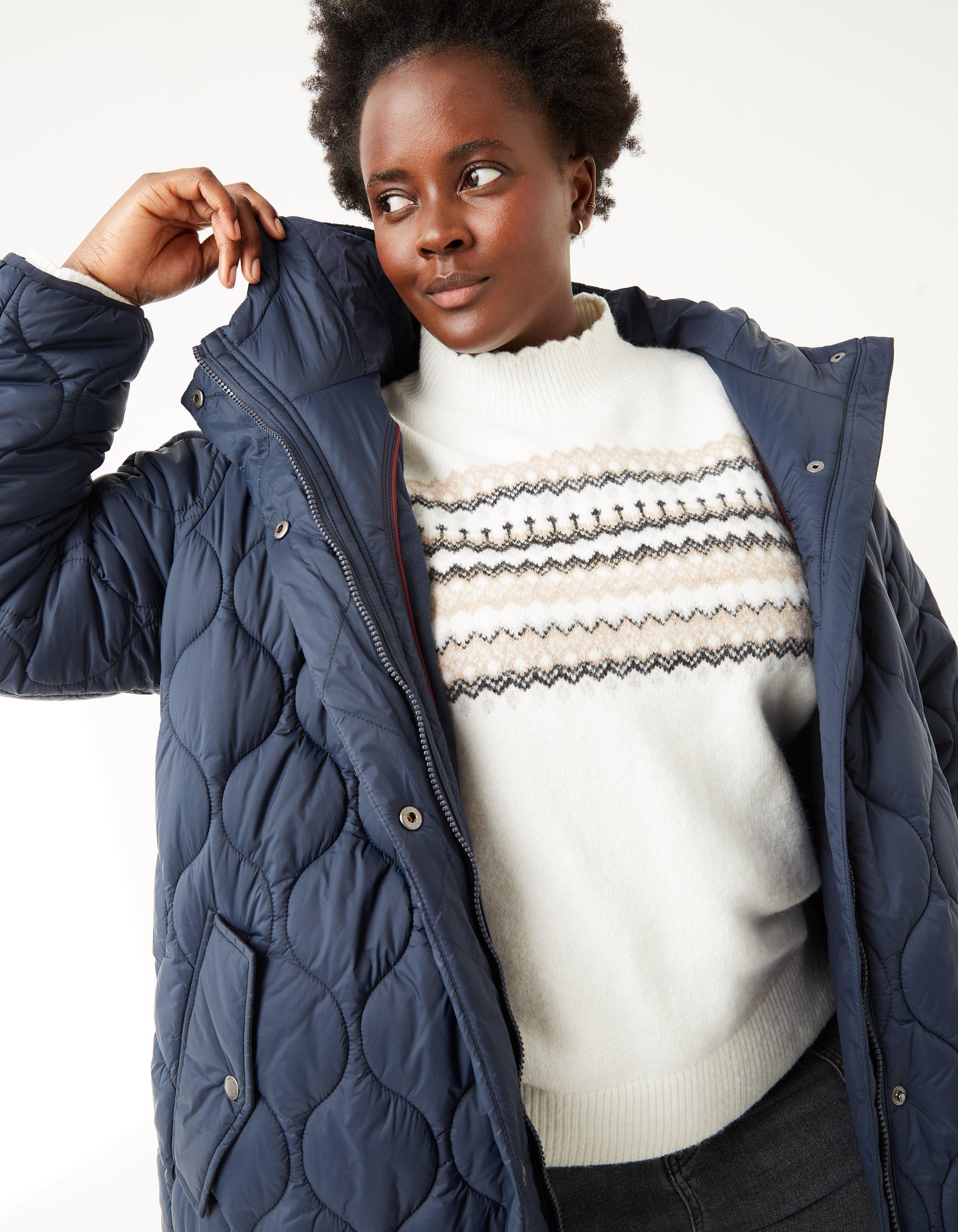 Navy padded coat with on sale hood