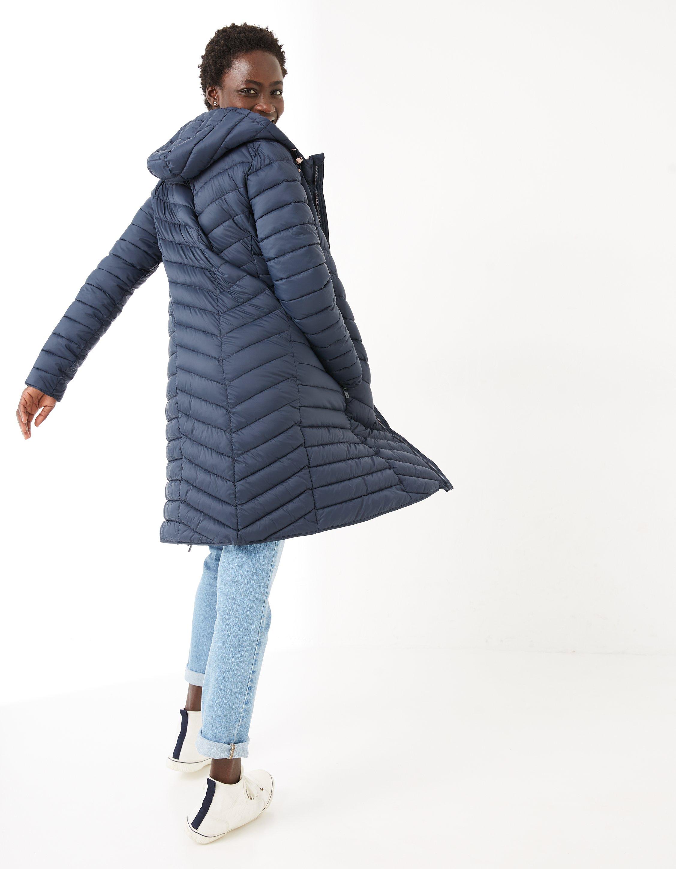 Navy long discount padded coat womens