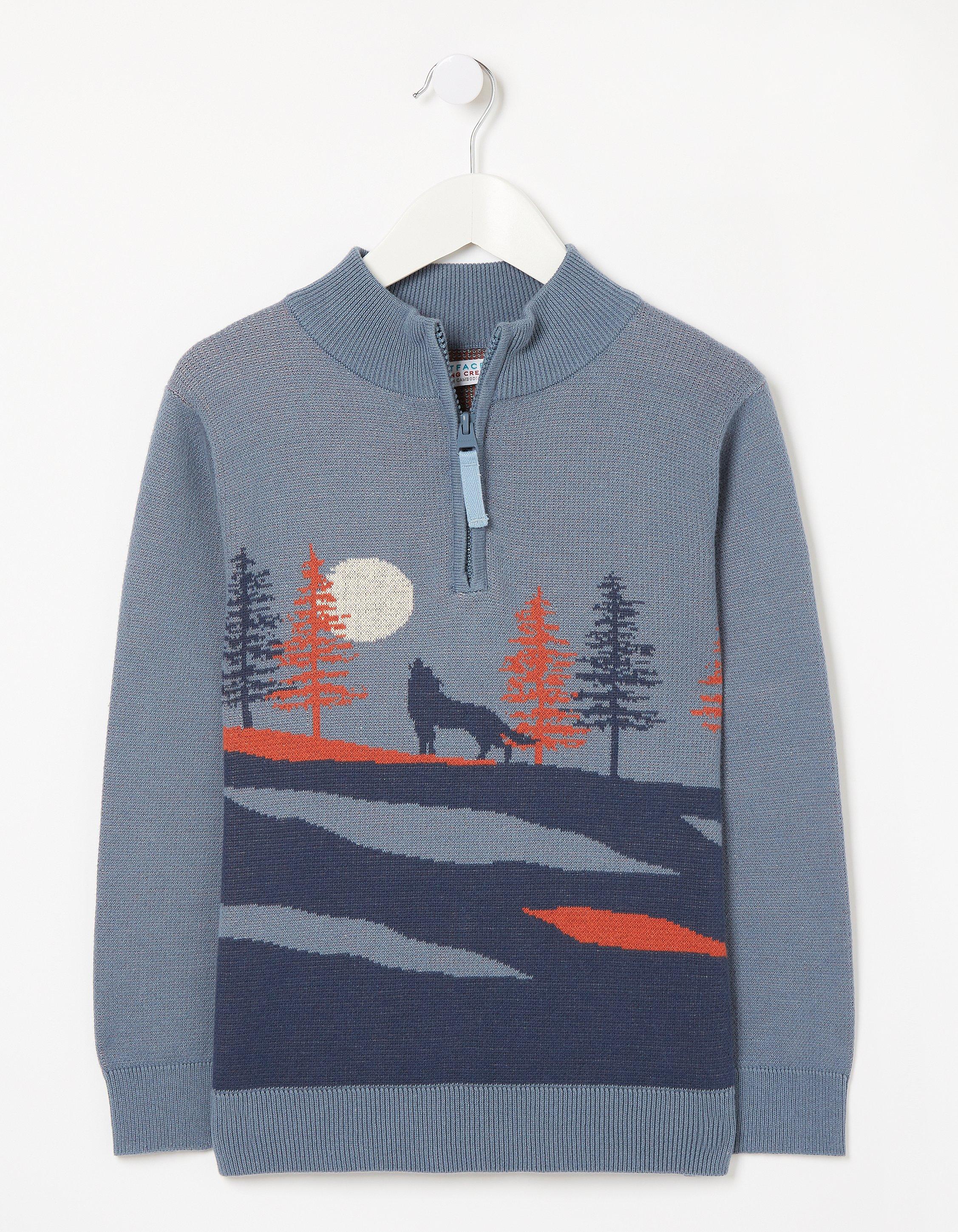 Intarsia Sweater - Fox, 6 / Blue