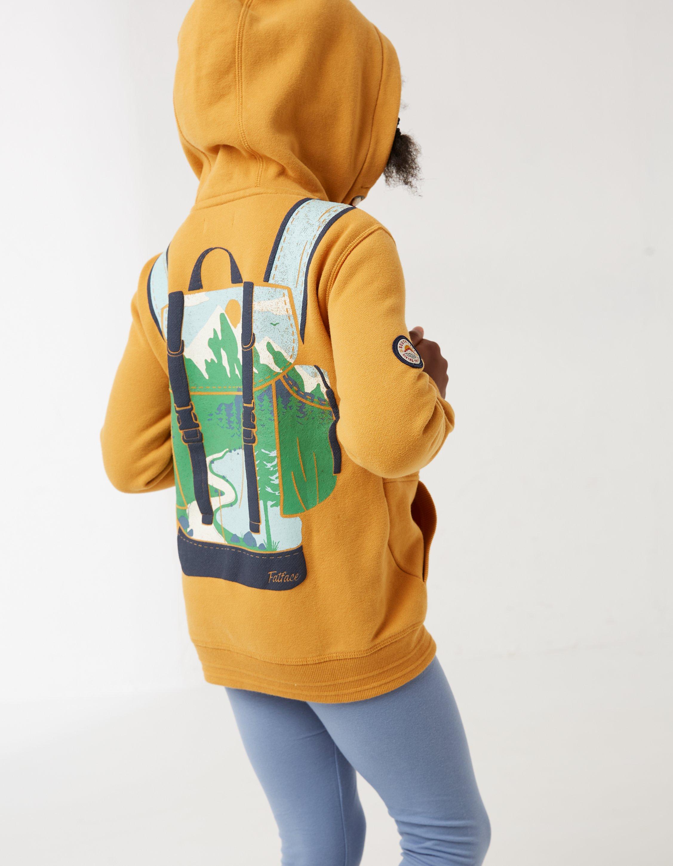 Back Pack Graphic Zip Through Hoodie