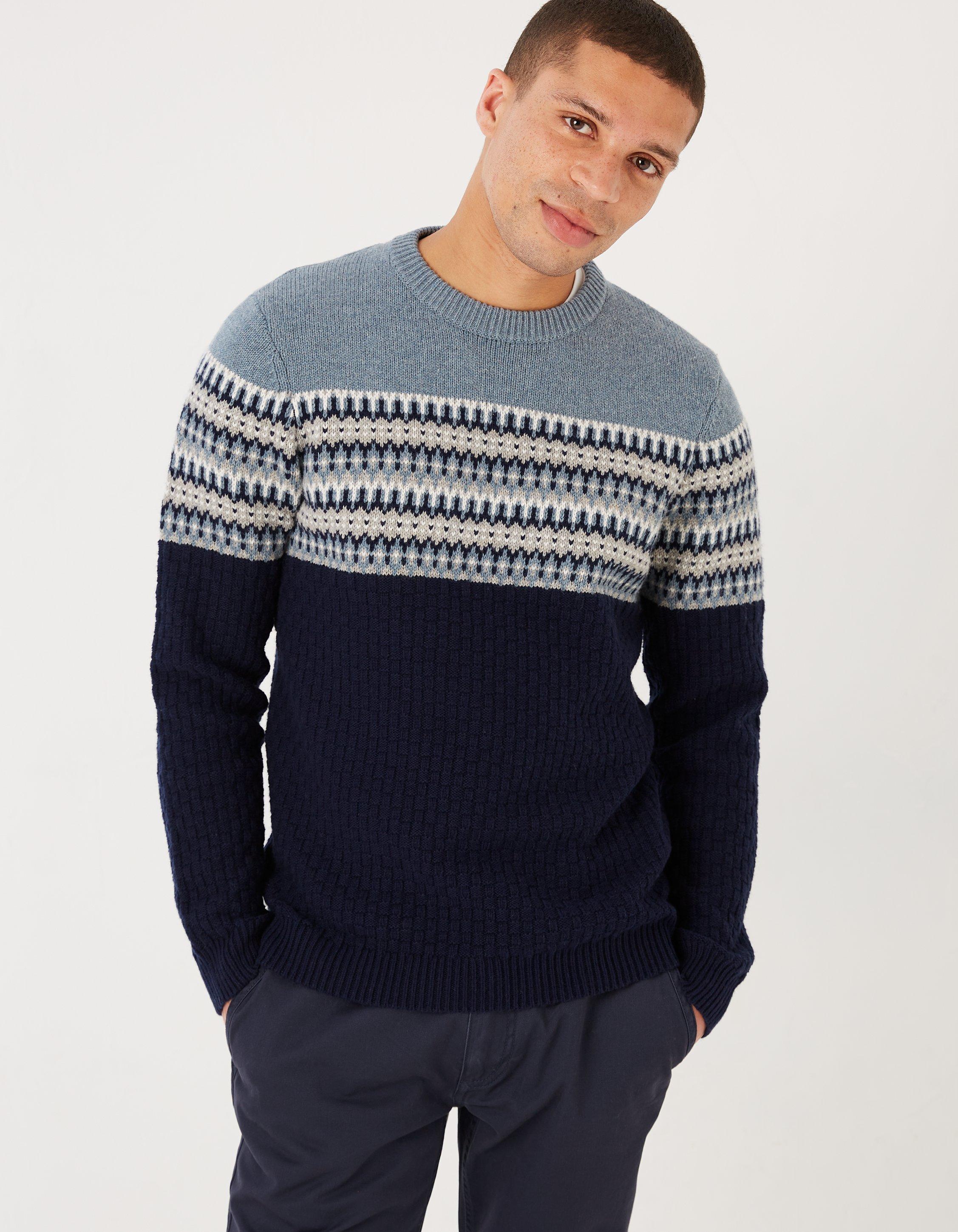 Fair Isle Yoke Crew Neck Sweater