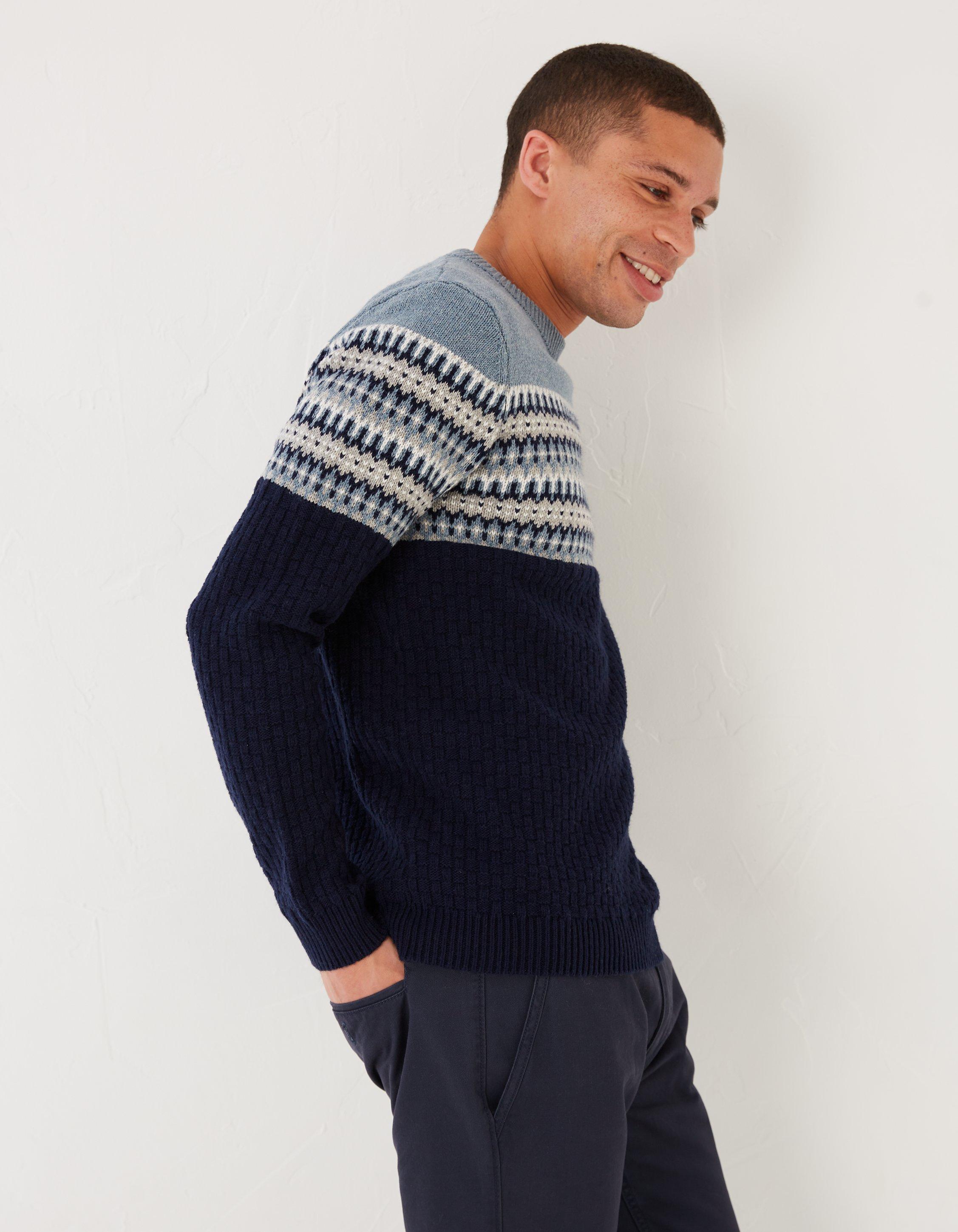 Fair Isle Yoke Crew Neck Sweater