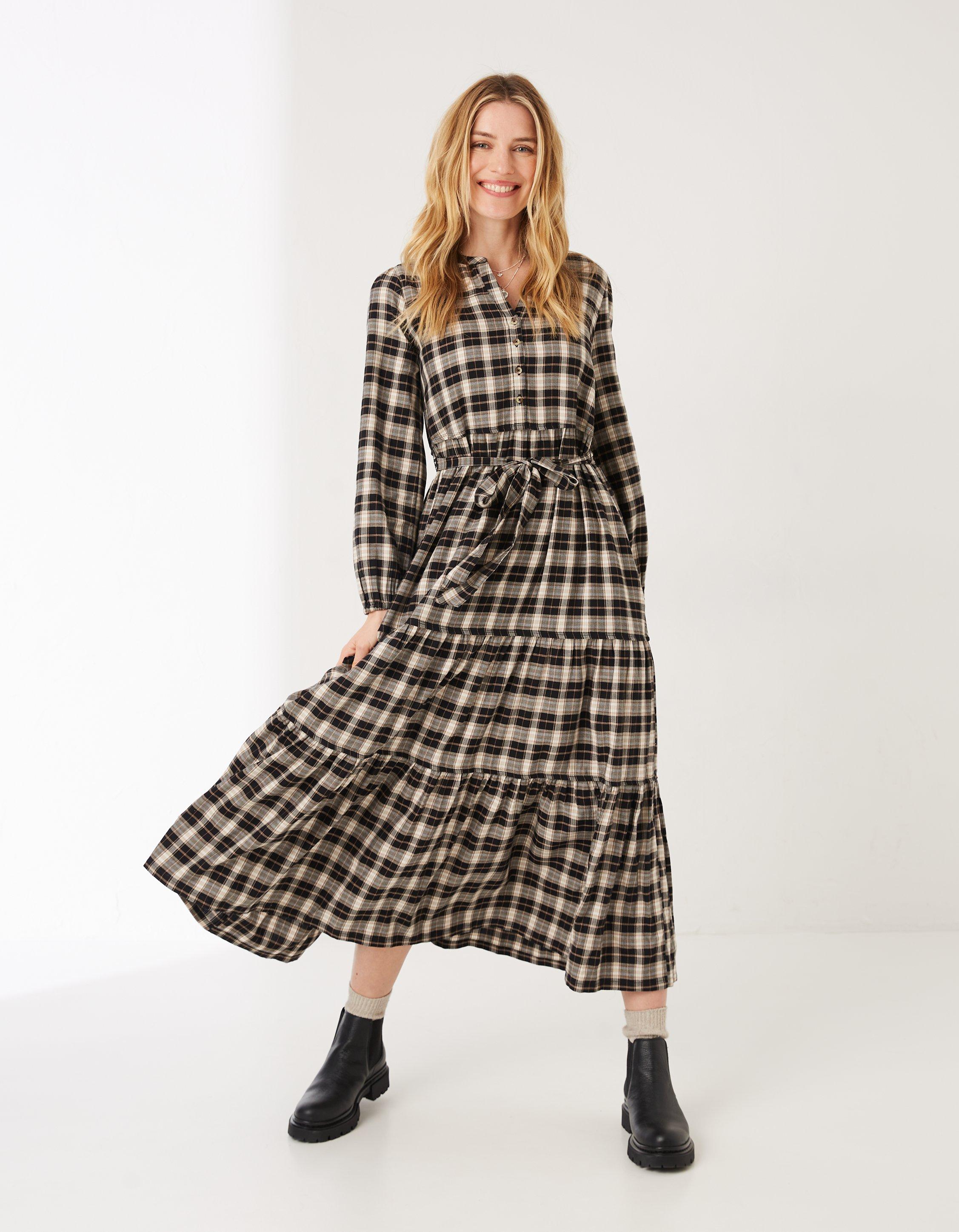 Check midi shirt clearance dress