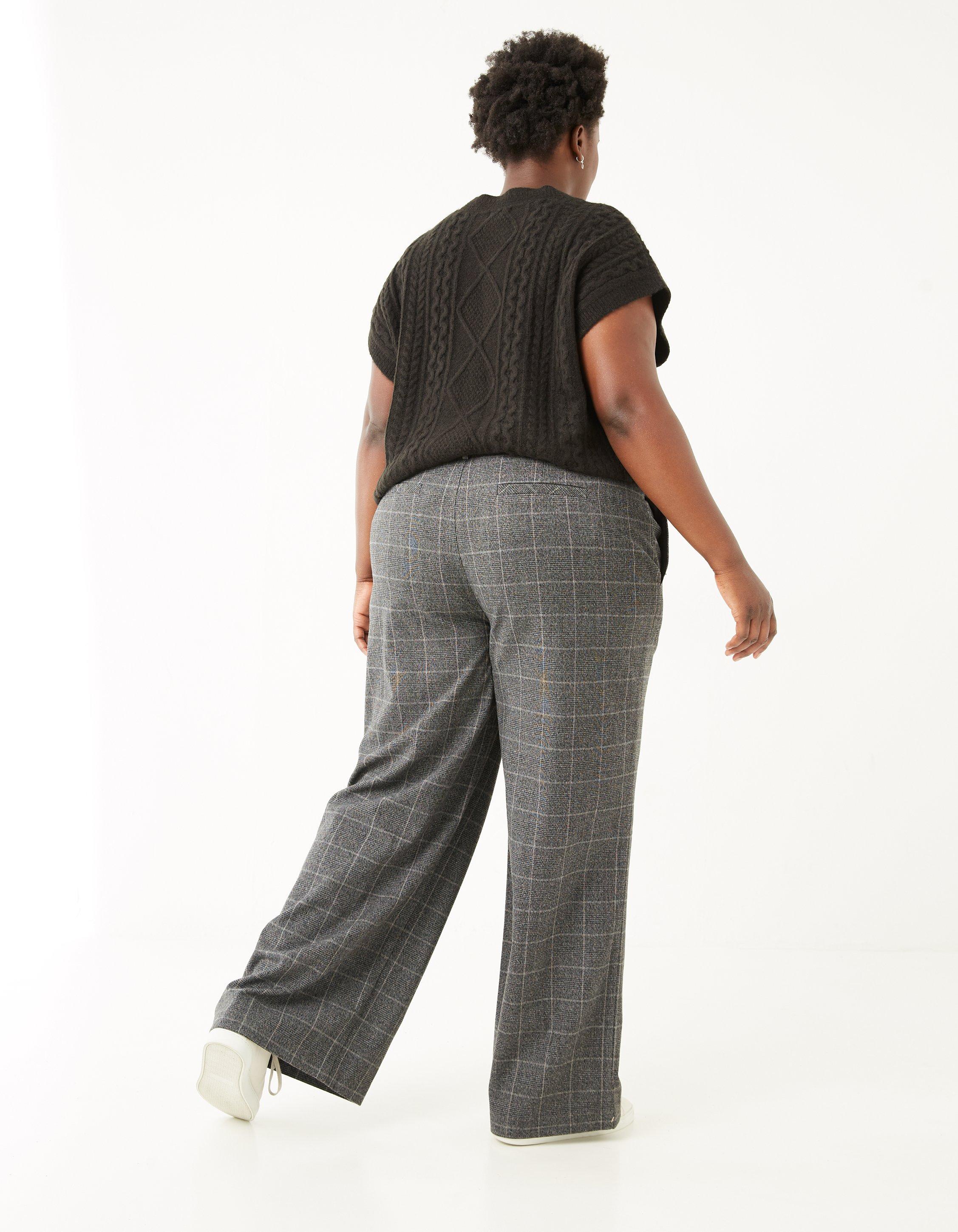 Plus size checkered sales trousers