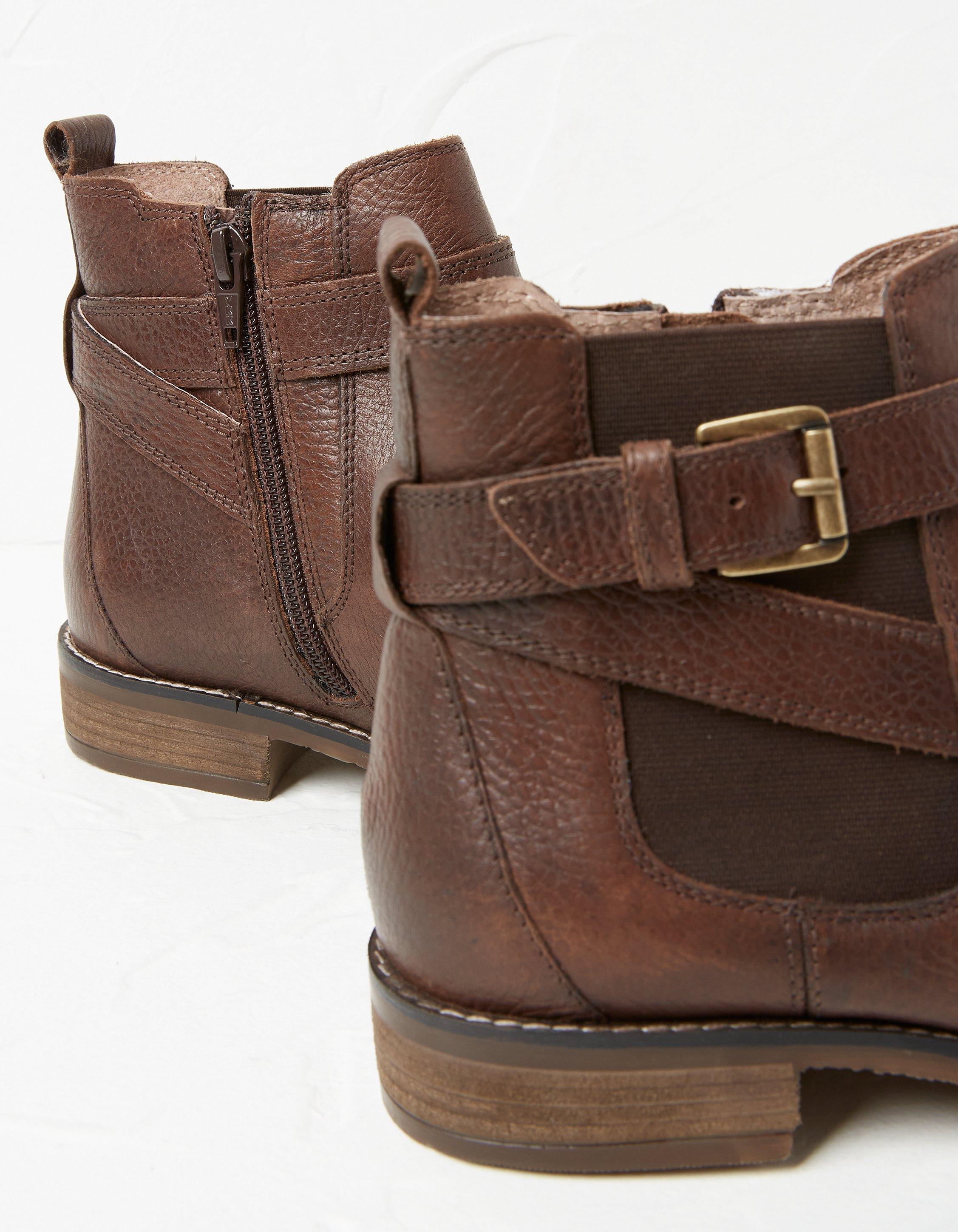 Brown buckle 2024 ankle boots