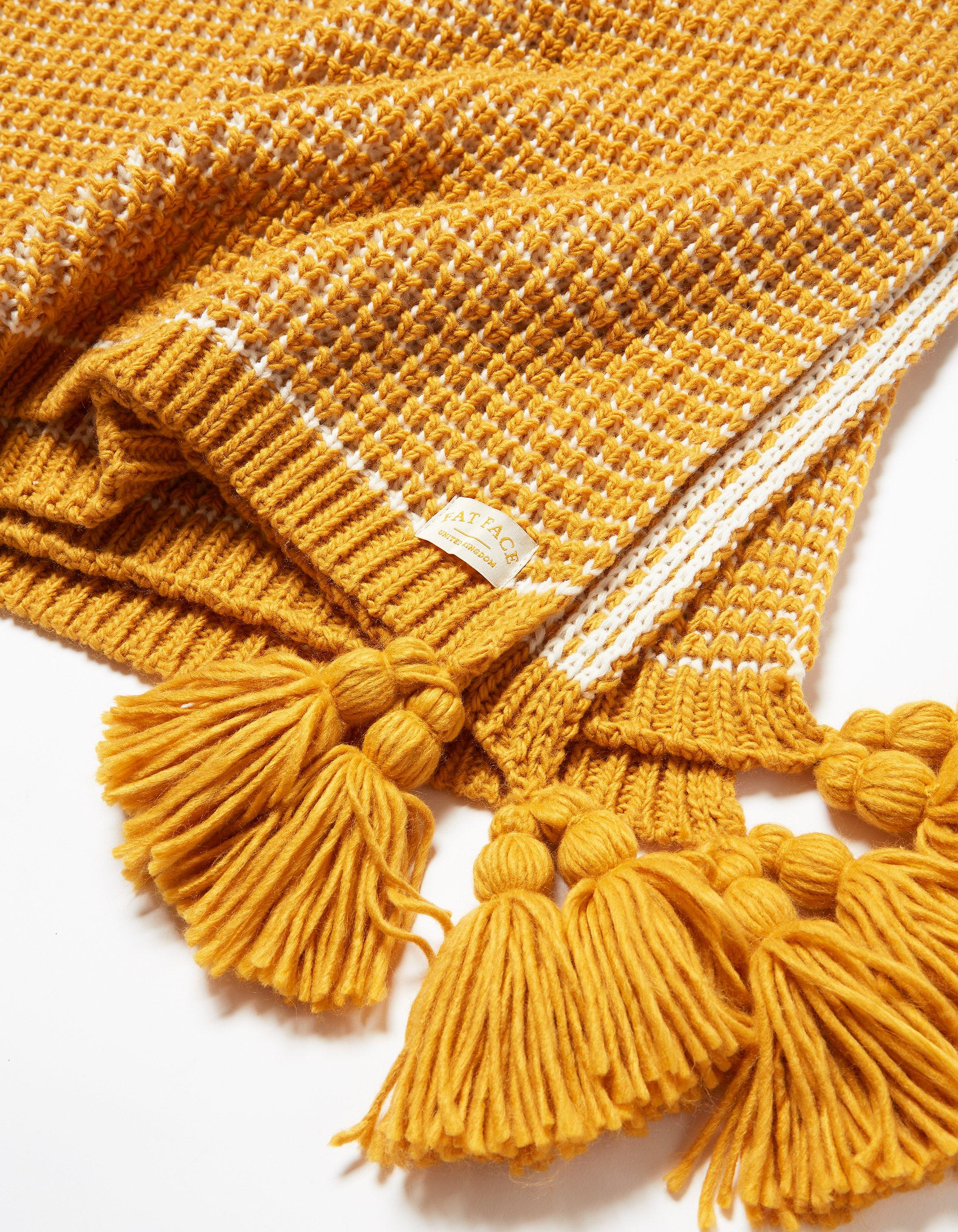 Mustard discount tassel throw