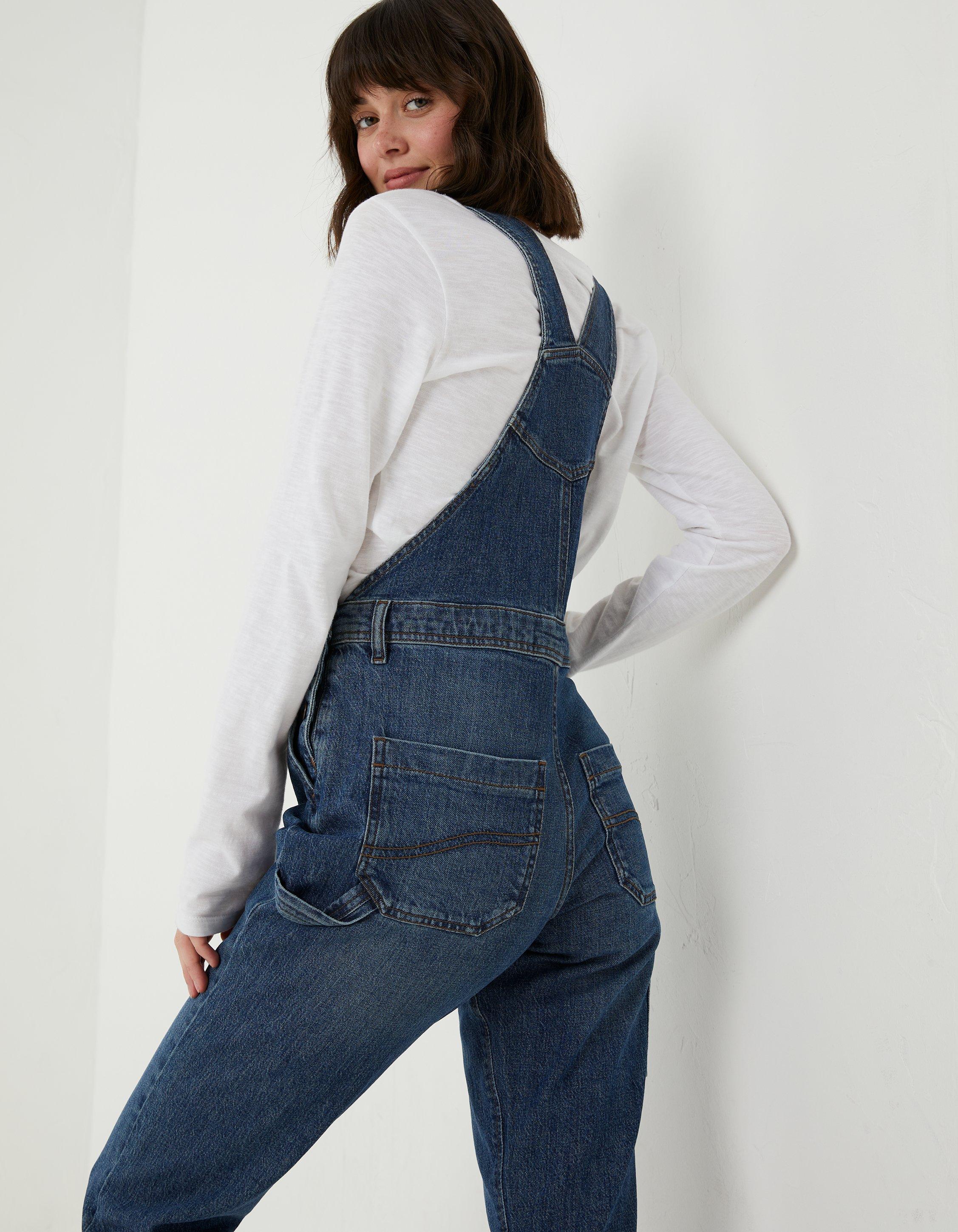 Straight leg hot sale denim overalls