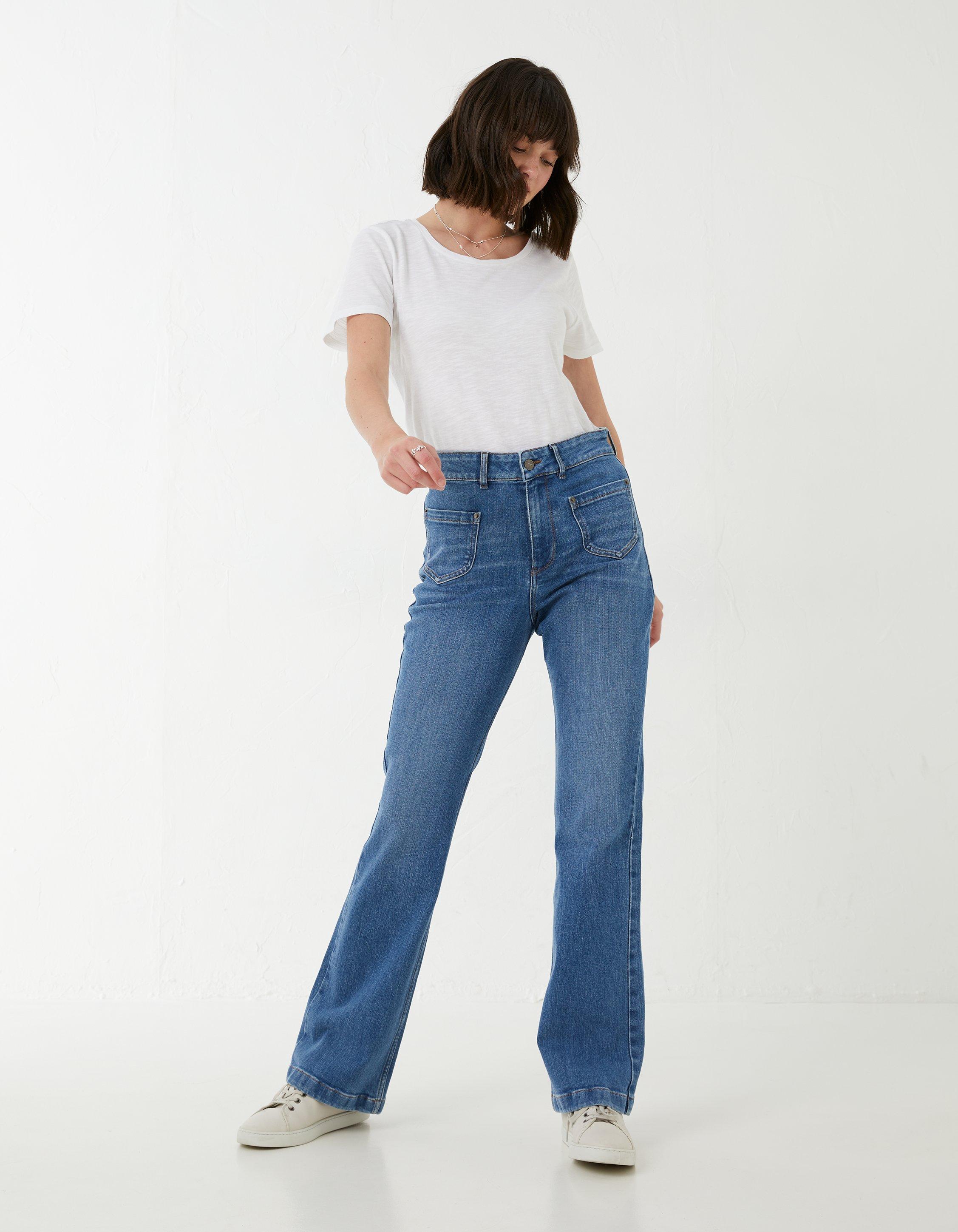 Light Blue Fly Flare Comfort Stretch Jeans, Jeans & Dungarees