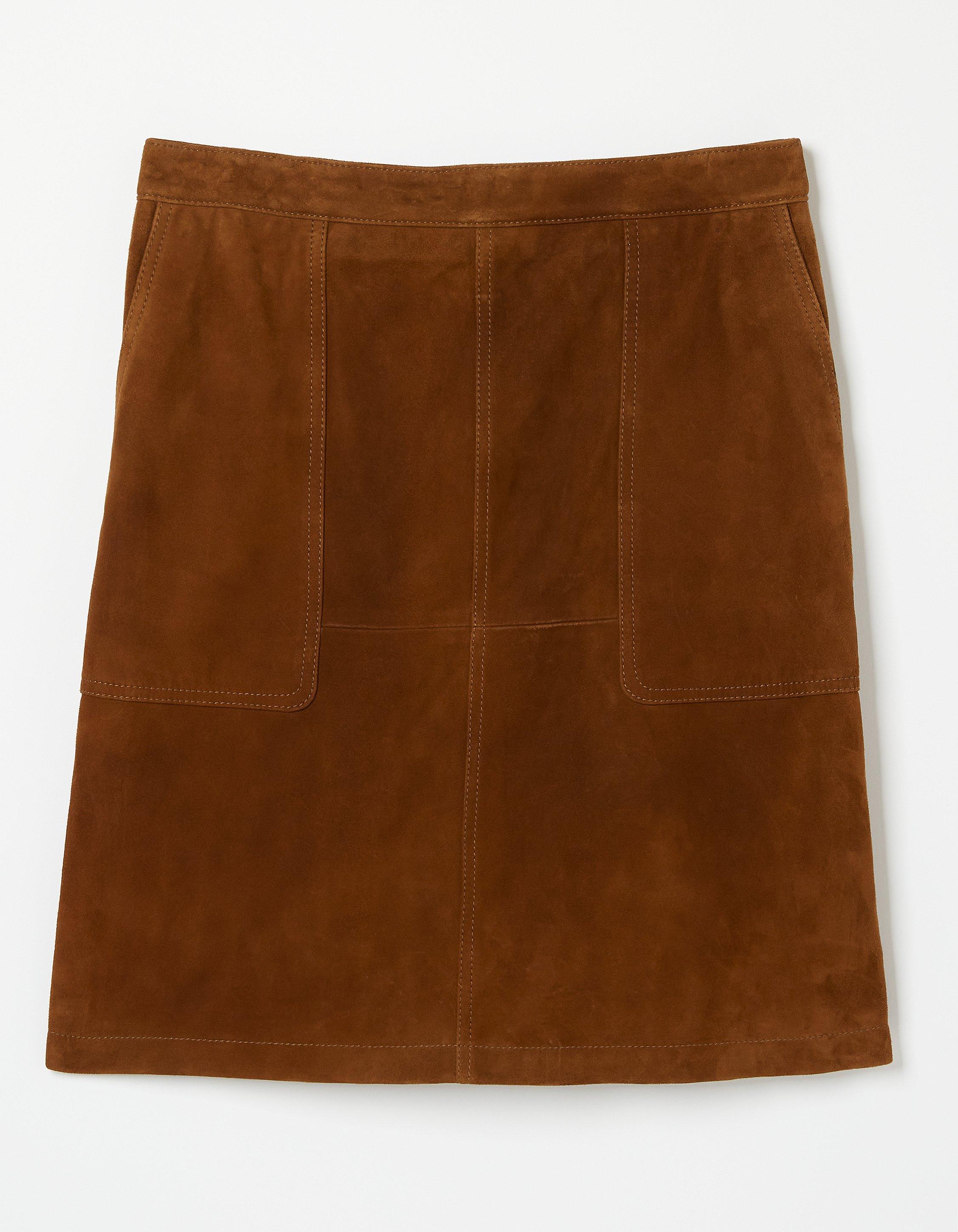 Beige suede skirt new deals look