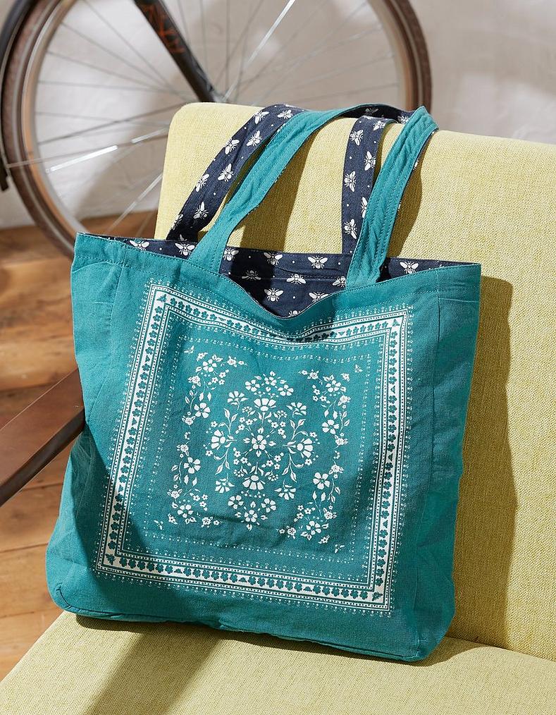 Navy Bandana Reversible Canvas Shopper Bag, Bags & Wallets