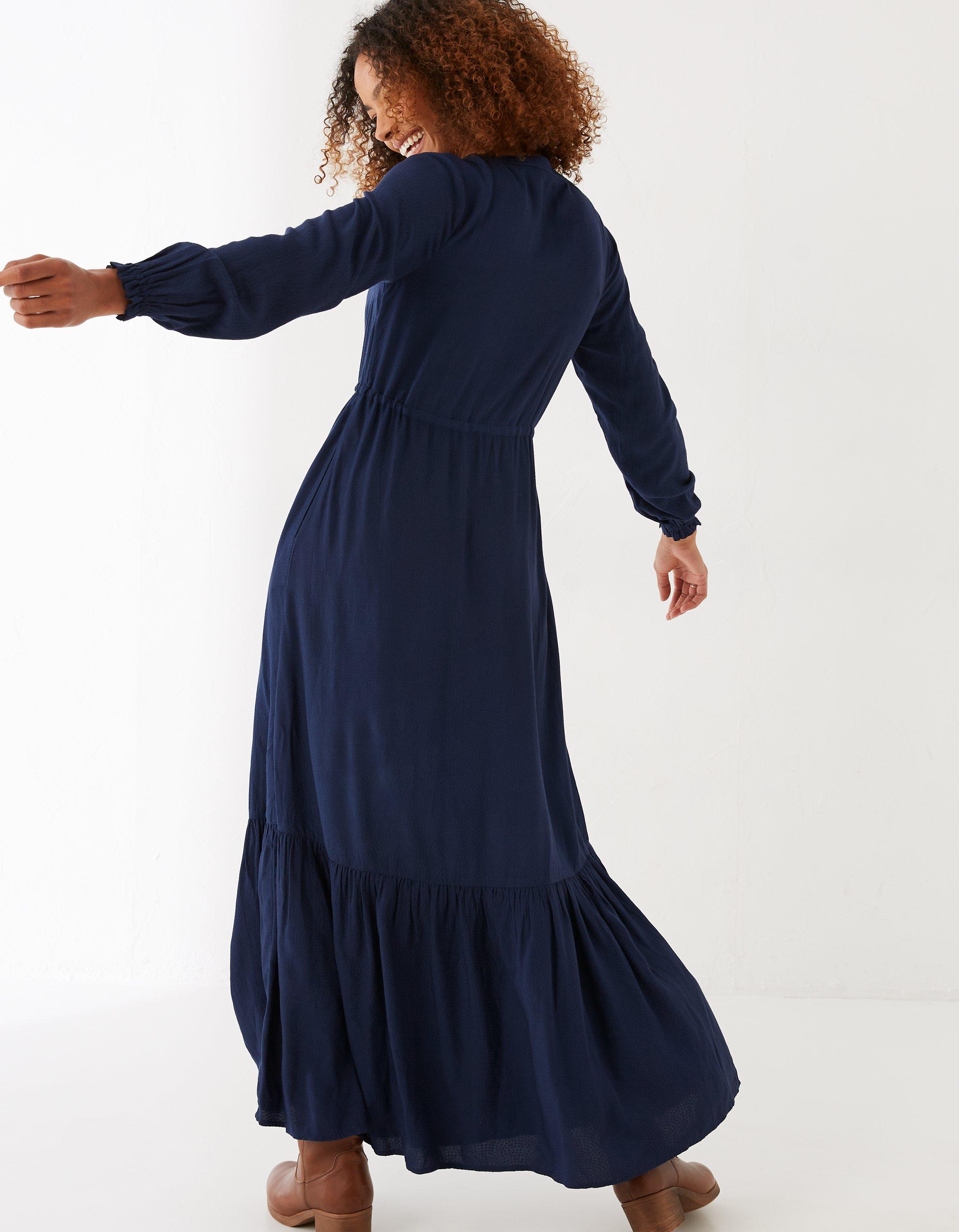 Long sleeve maxi dress navy cheap blue