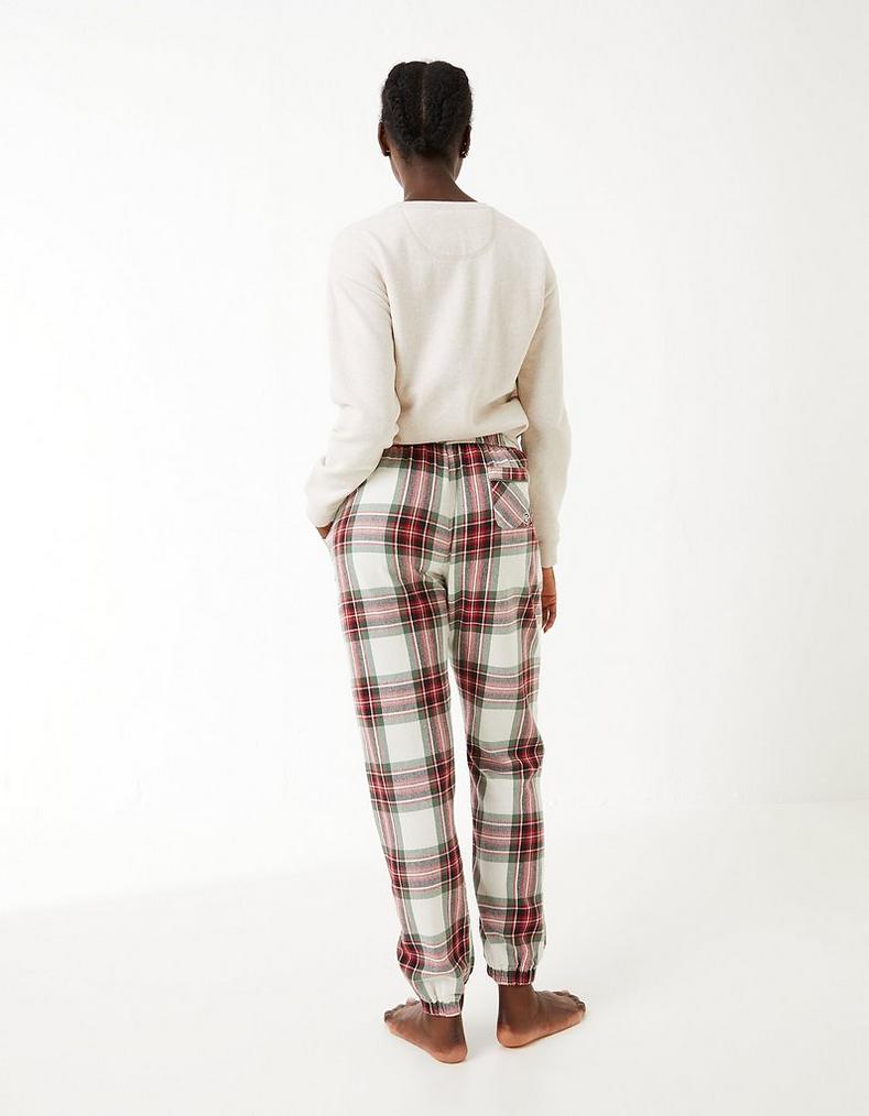 Ankle-Length Checked Bootcut Trousers