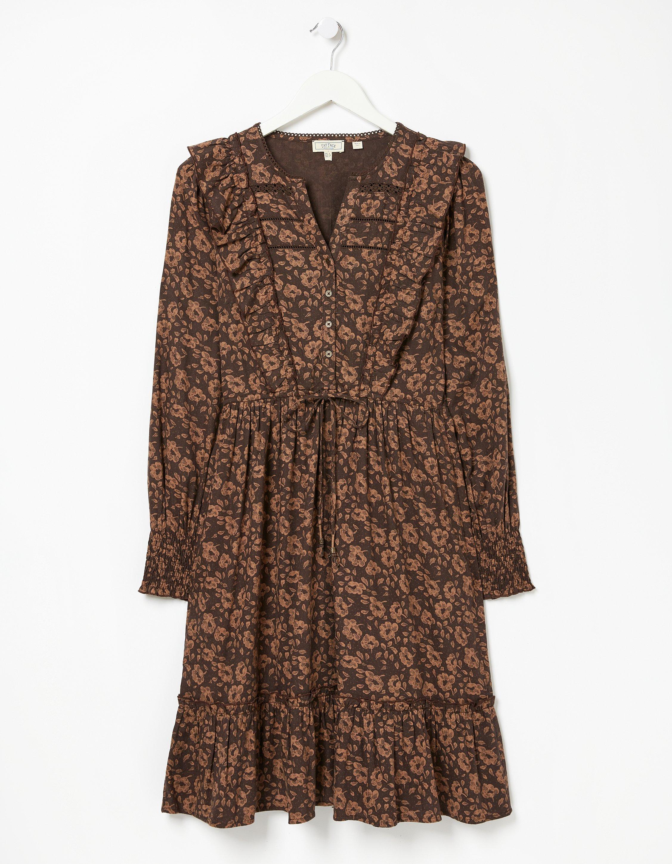 H&m brown clearance floral dress