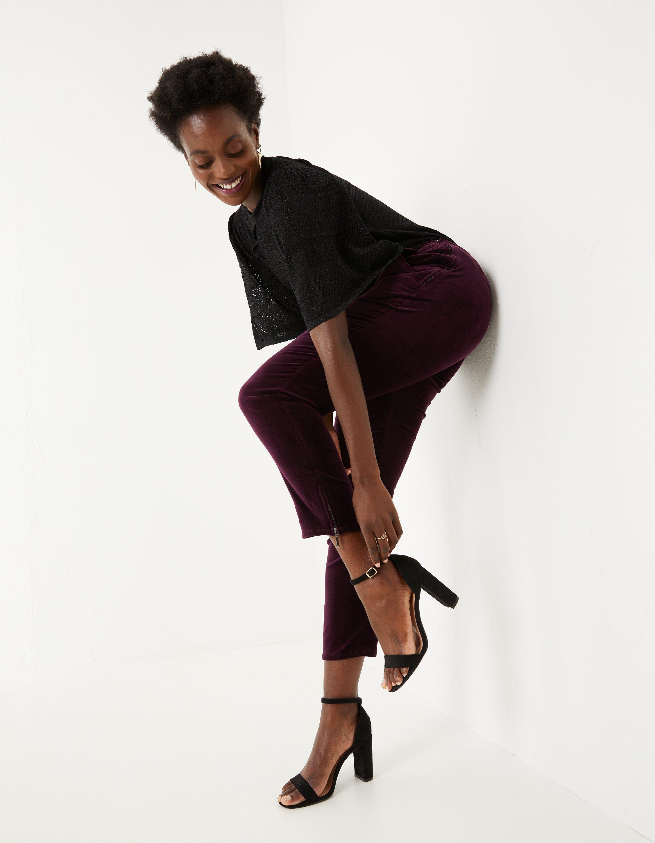 Burgundy Velvet Legging, Trousers