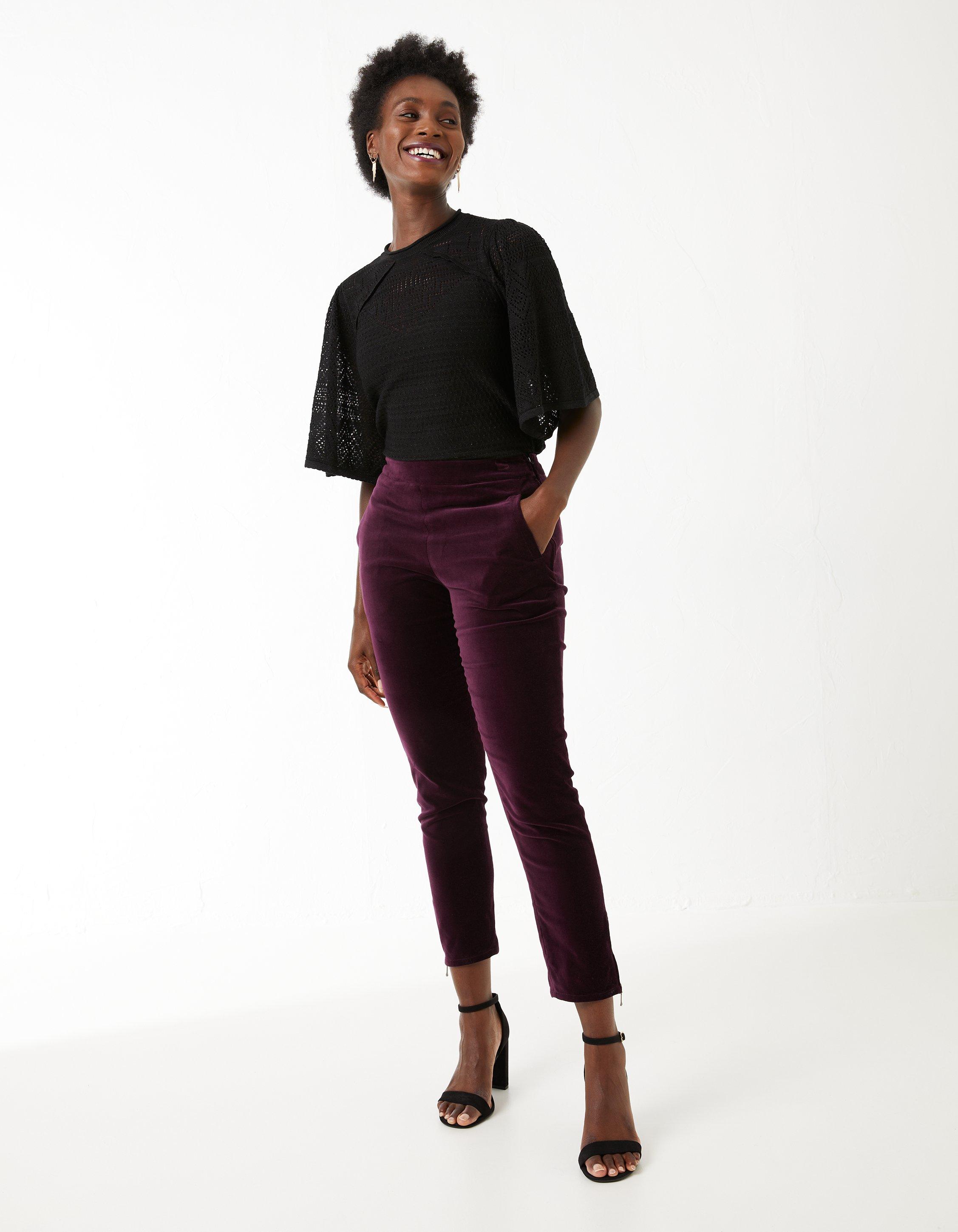 Buy FATFACE Wide Leg Velvet Trousers 24, Trousers