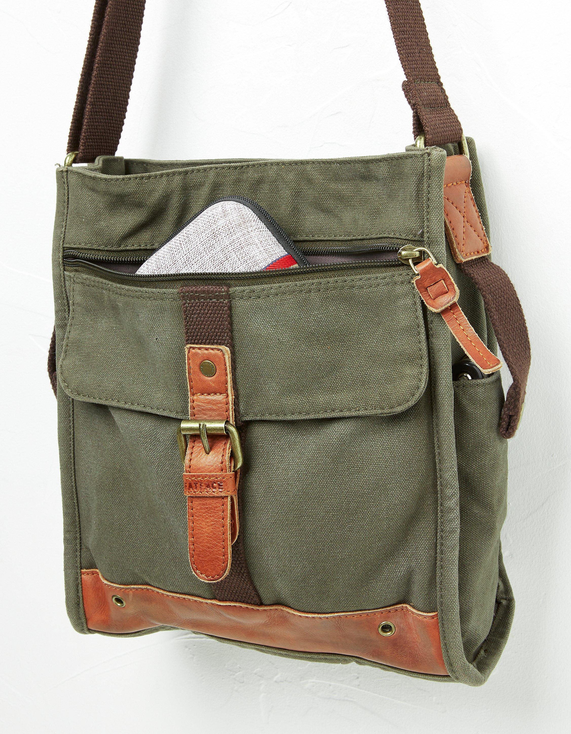 Khaki canvas cheap messenger bag