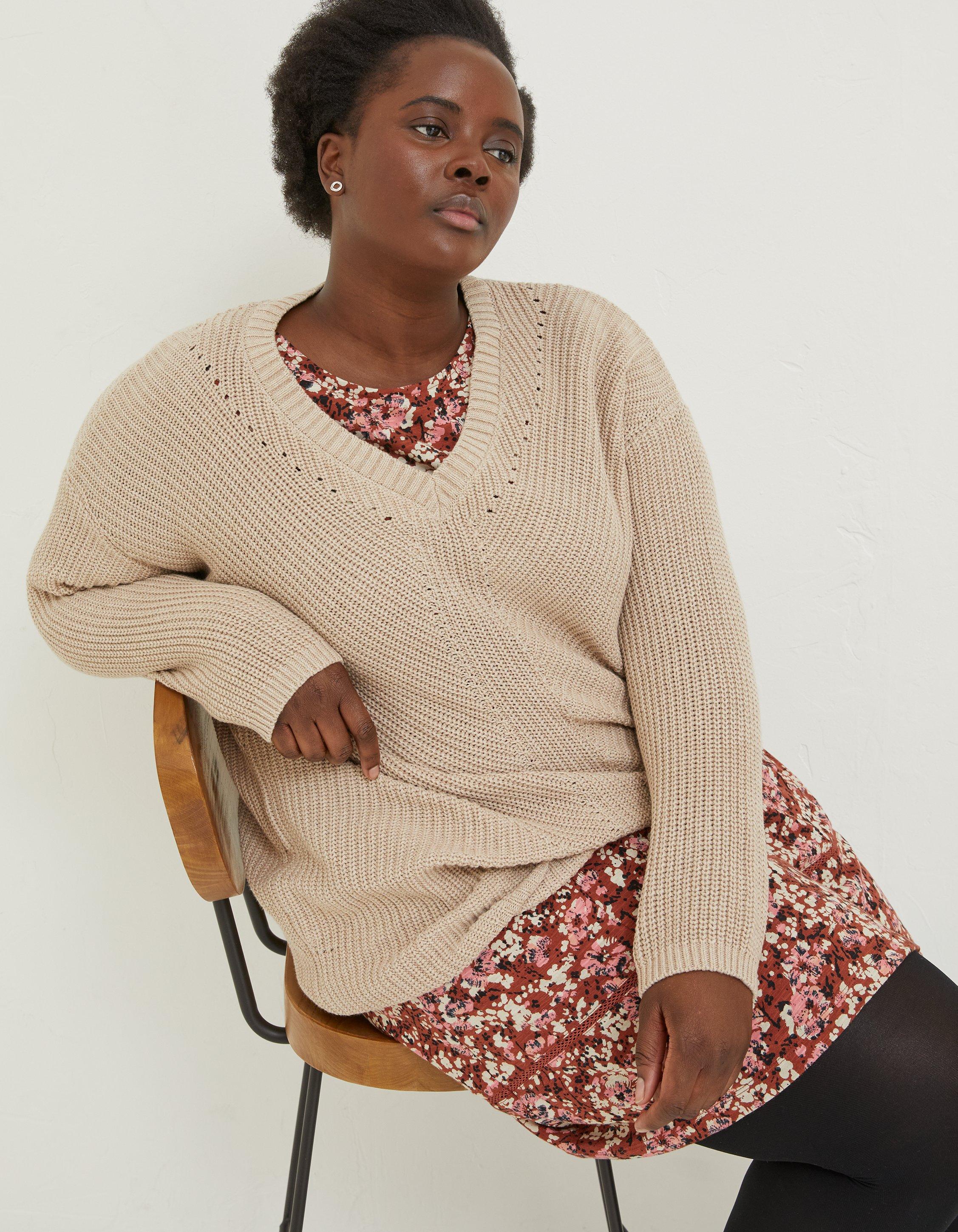 Kayleigh V Neck Longline Sweater, Sweaters & Cardigans