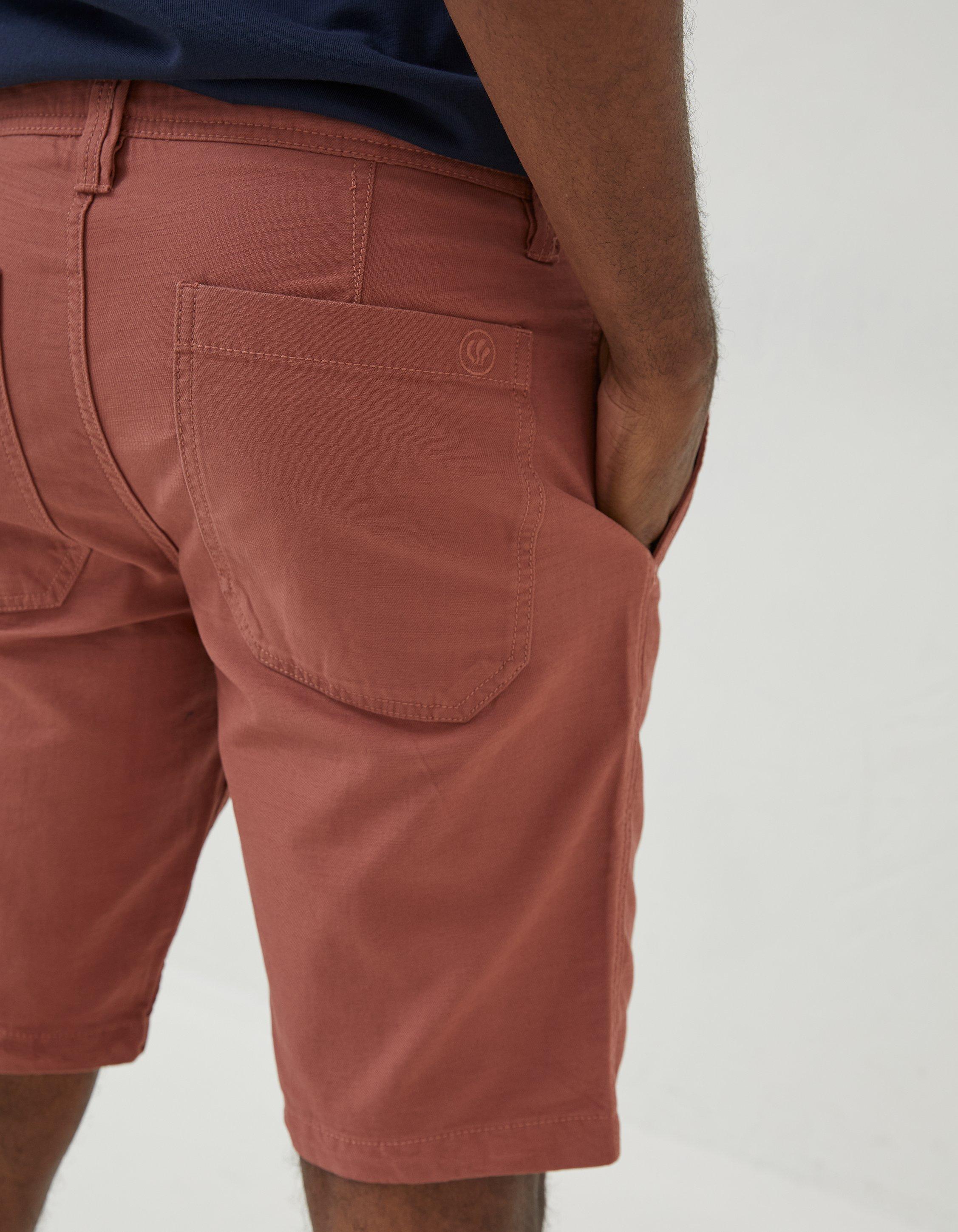 Brown Flat Front Shorts for Men