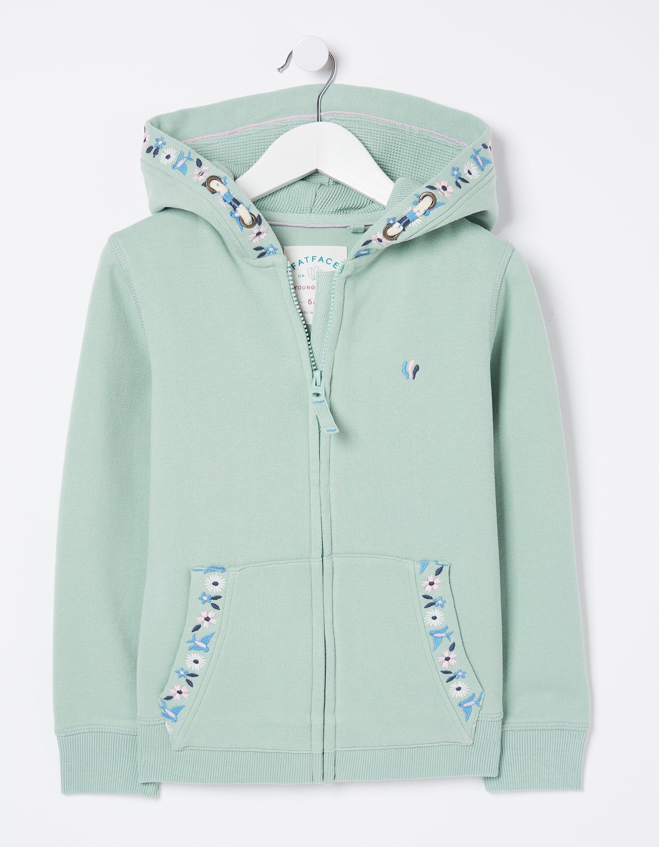 Embroidered zip store up hoodie