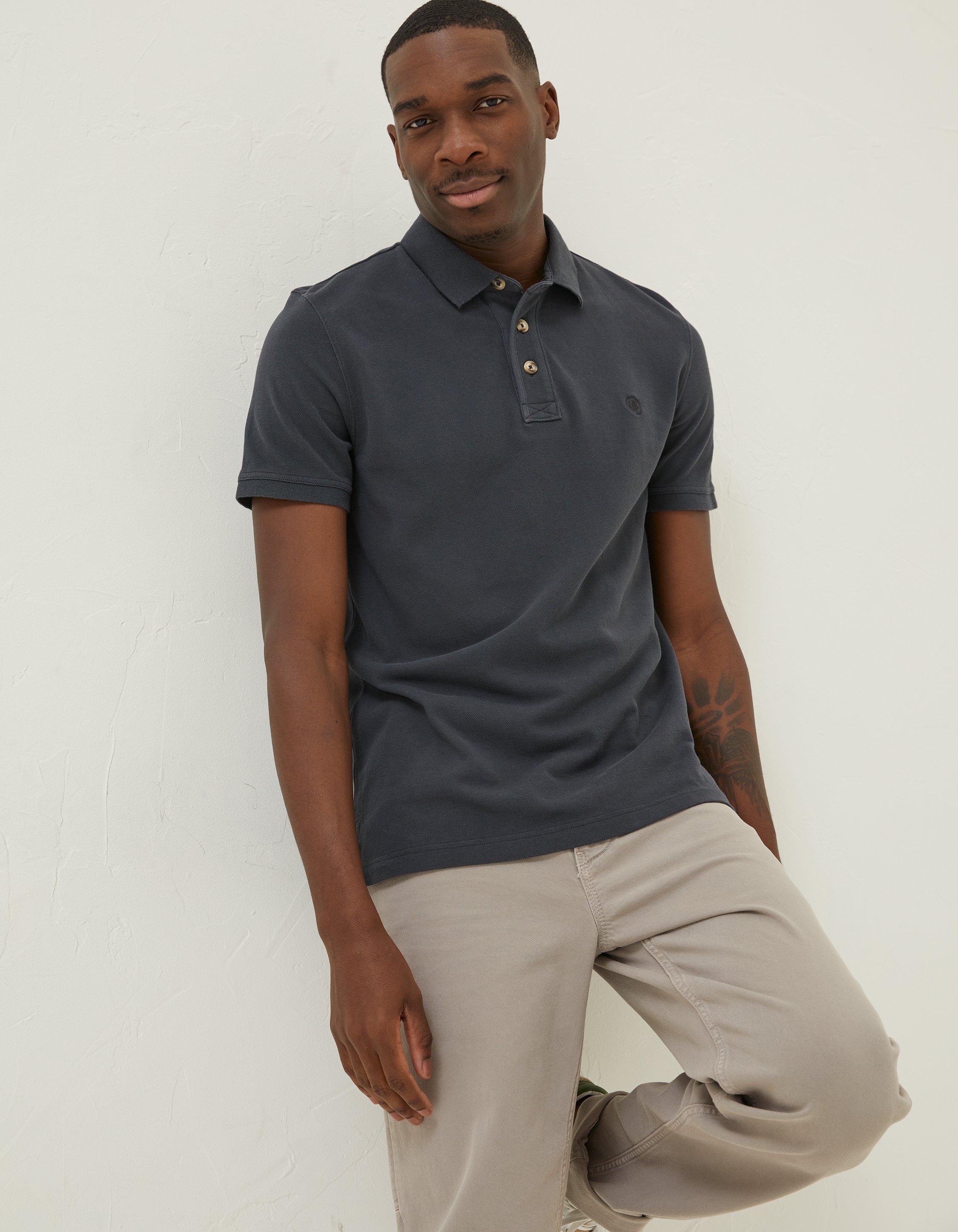 Men's Organic Cotton Essential Classic Pique Polo Shirt in Black