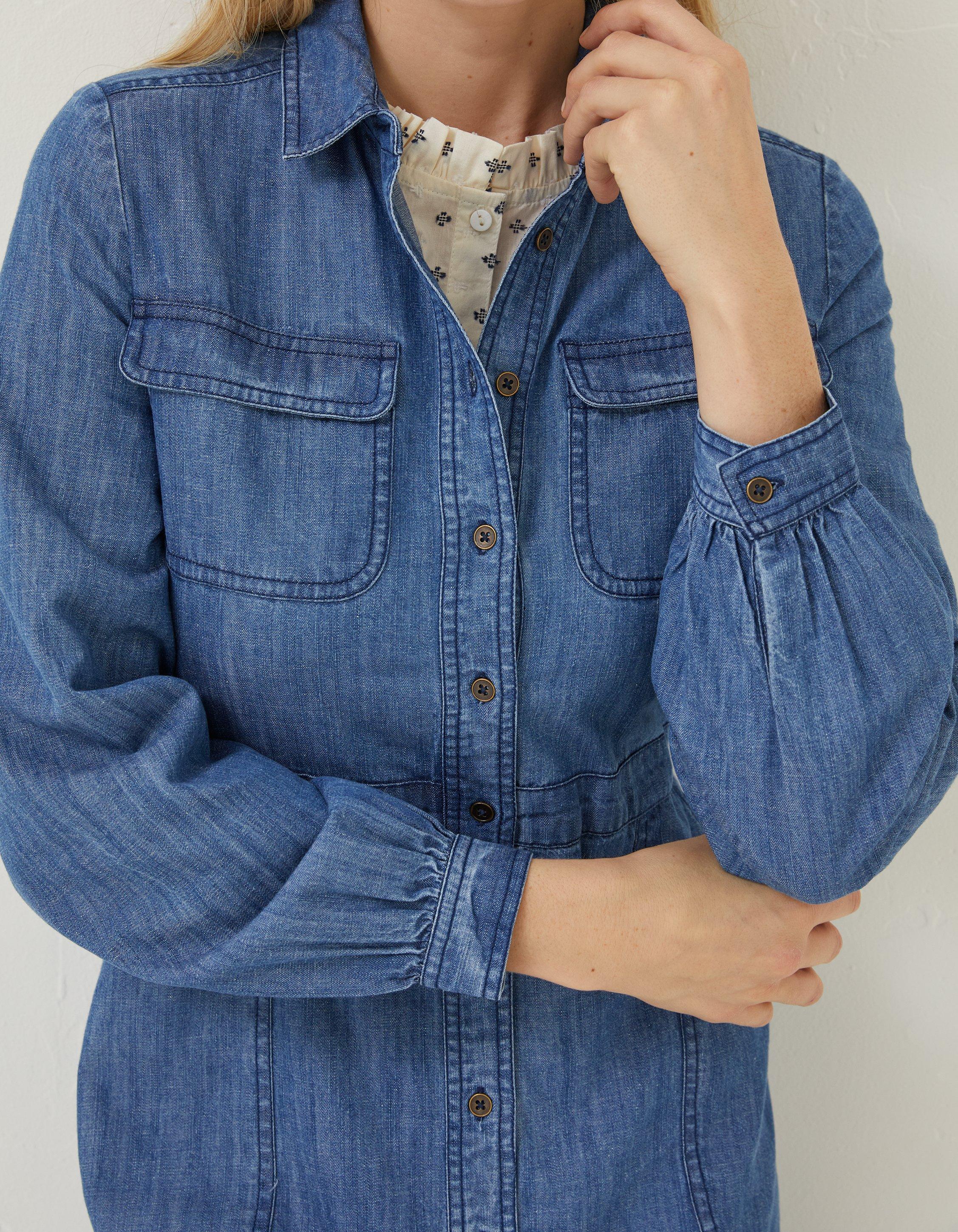 Womens blue best sale jean shirt dress