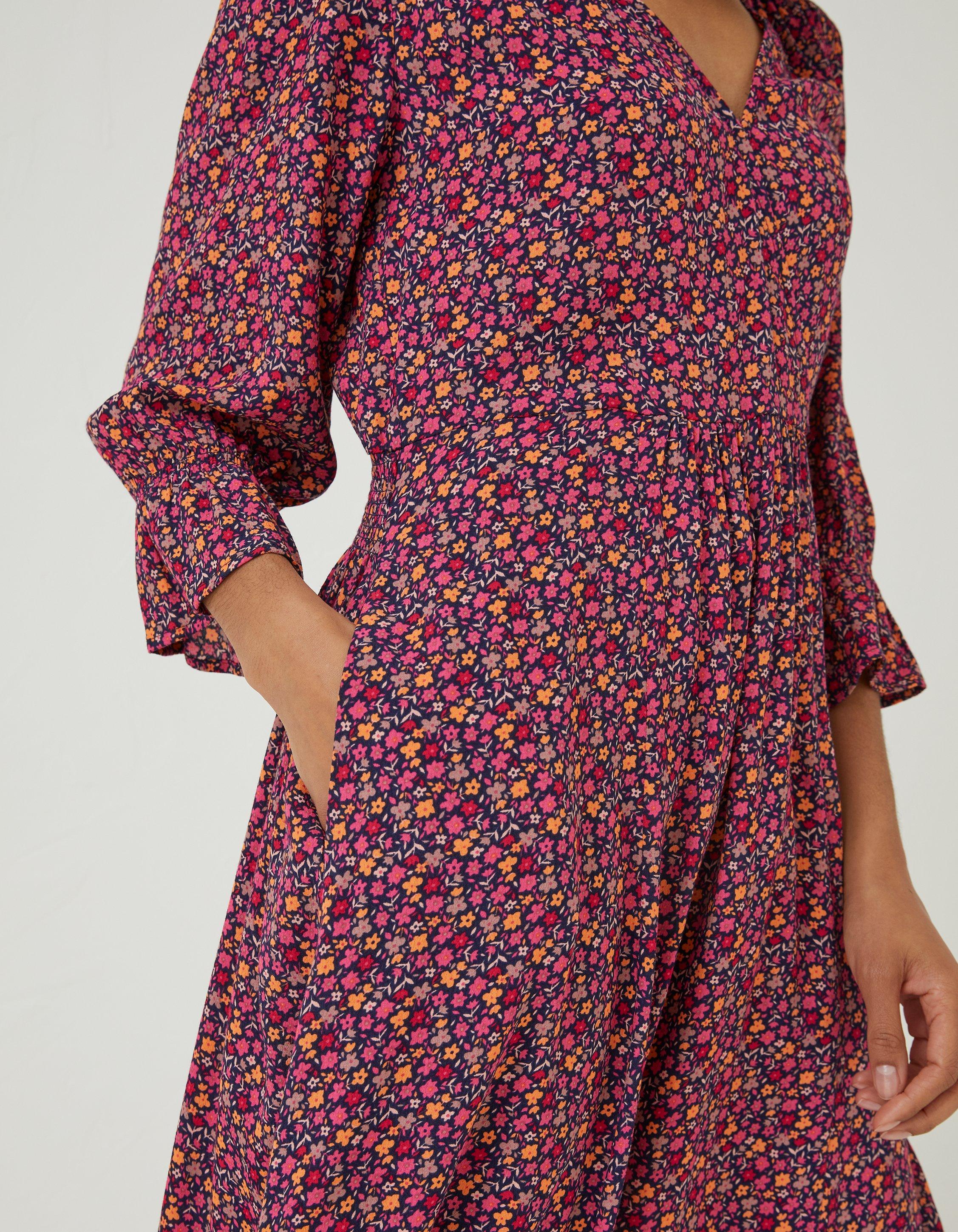 Maddox Retro Ditsy Wrap Dress