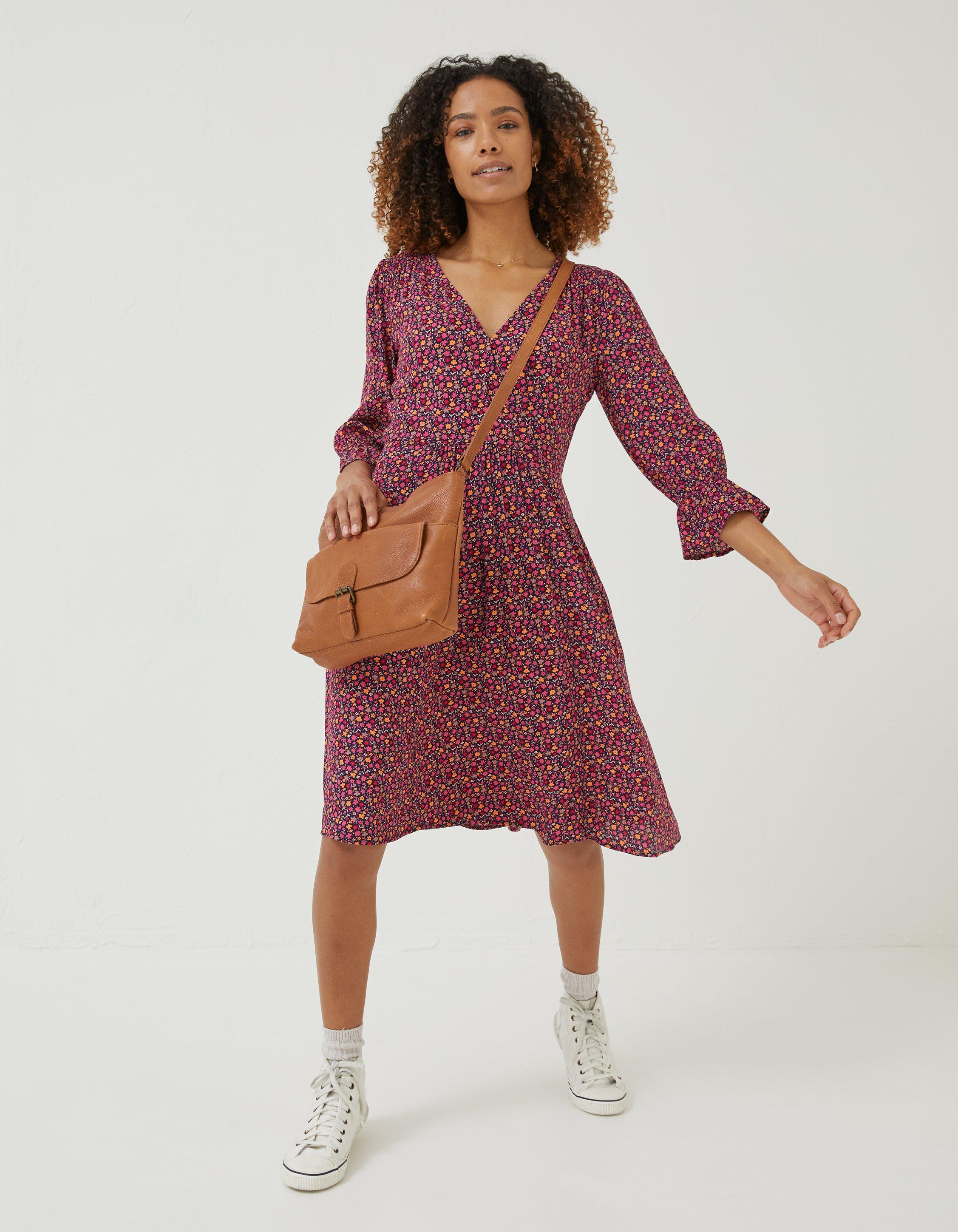 Maddox Retro Ditsy Wrap Dress