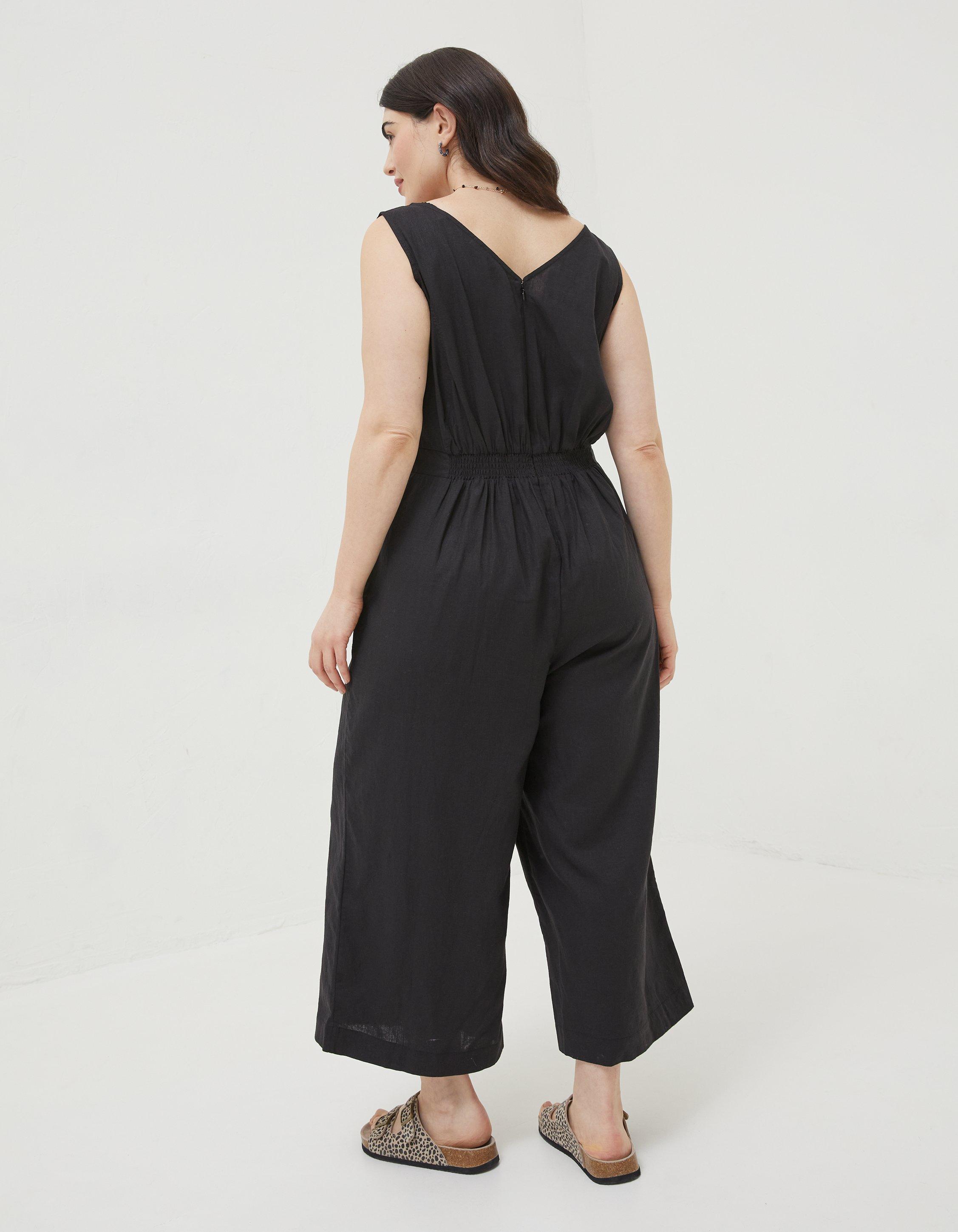 Plus Size Linen Blend Wide Leg Jumpsuit Plus Size Linen Jumpsuit