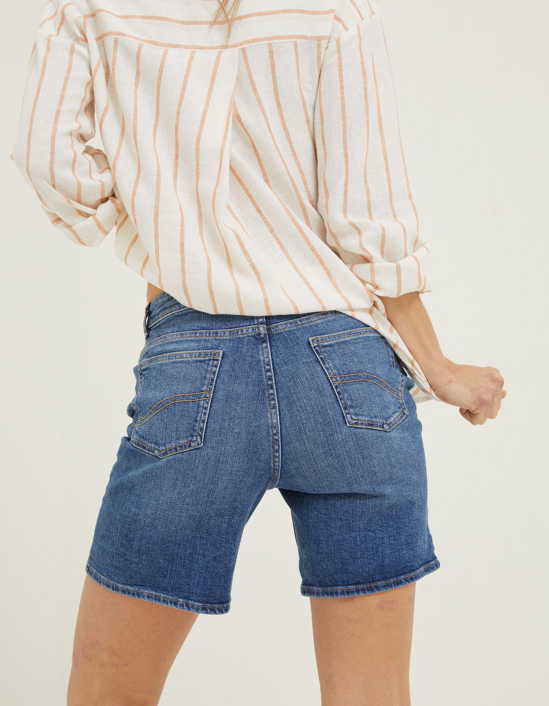 Denim shorts sale longer in back