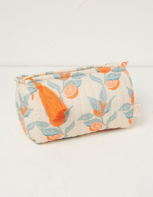 Quilted Orange Cosmetic Bag