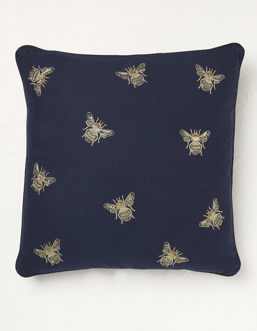 Bee Embroidered Cushion