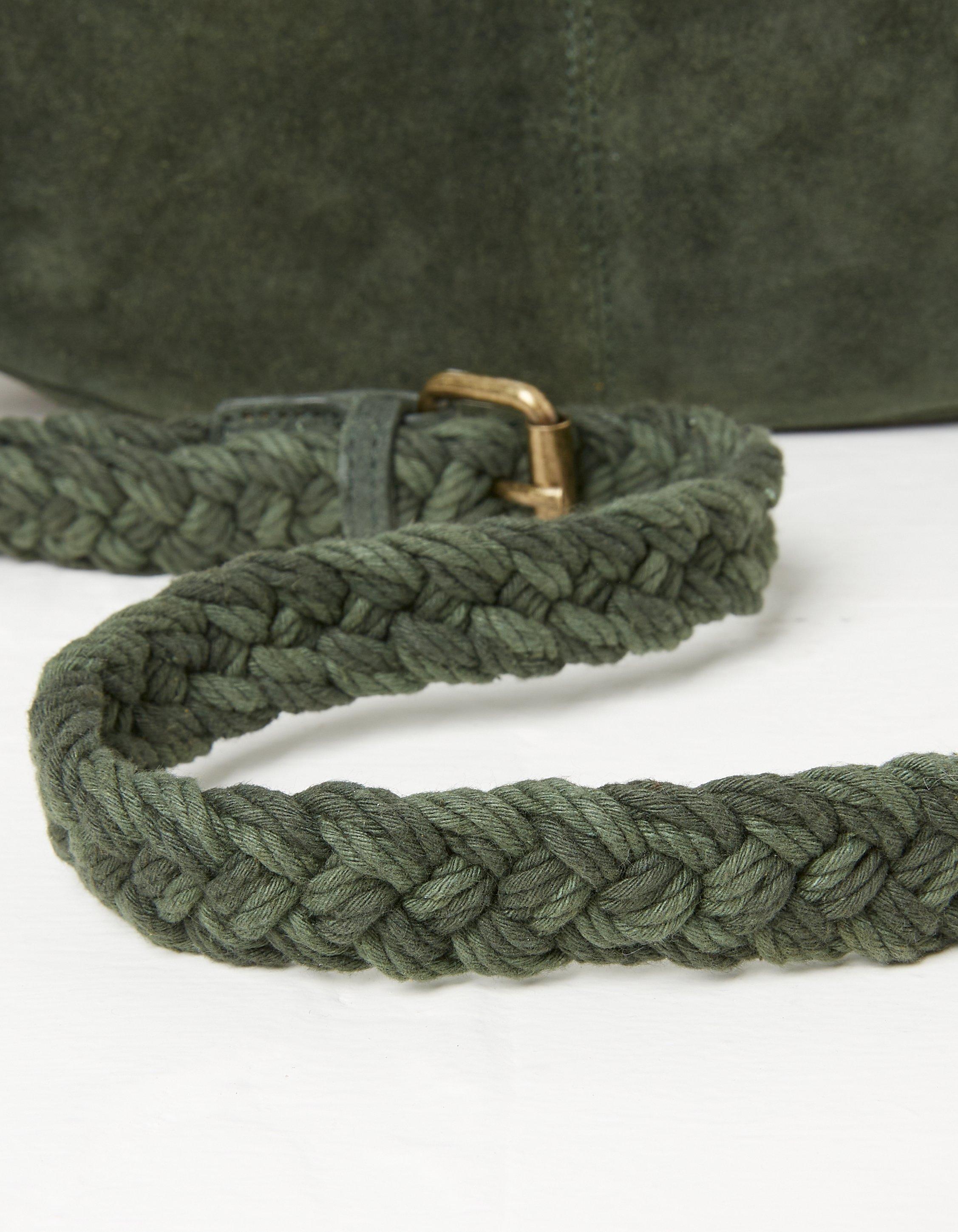 Olive Buckled Strap Crescent Bag