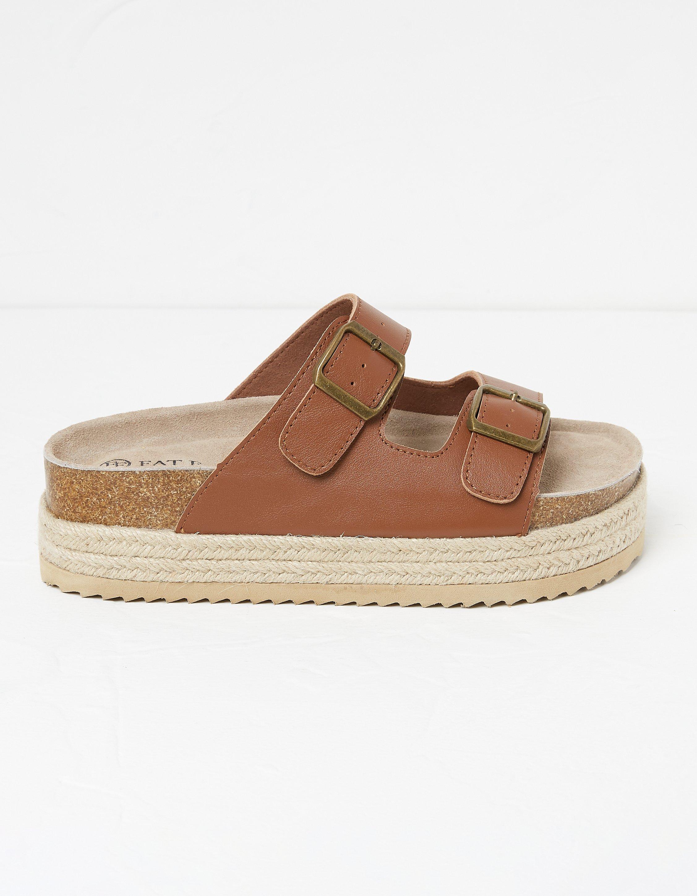 Flatform tan online sandals