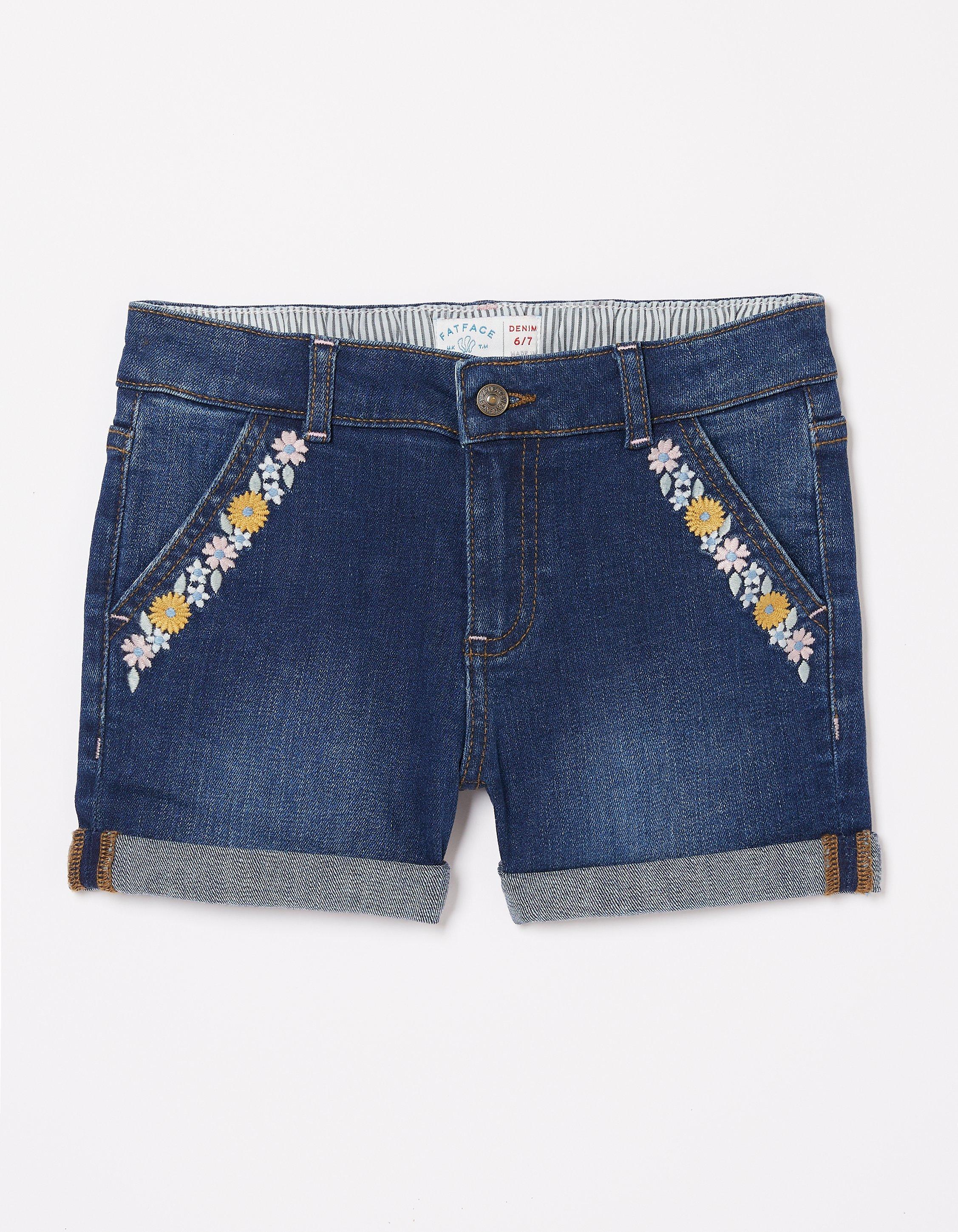 Floral shop jean shorts