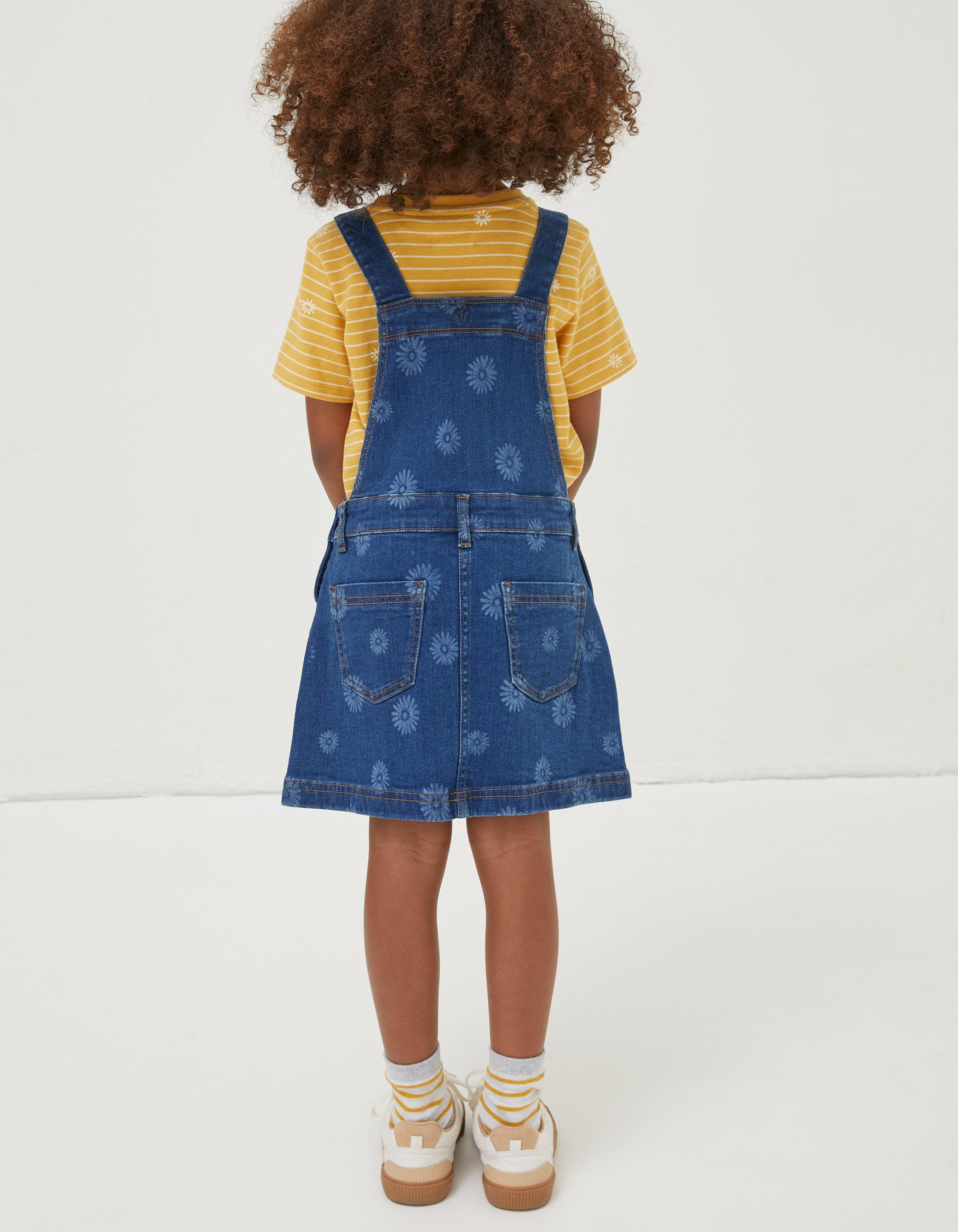 Children's denim hot sale pinafore dress