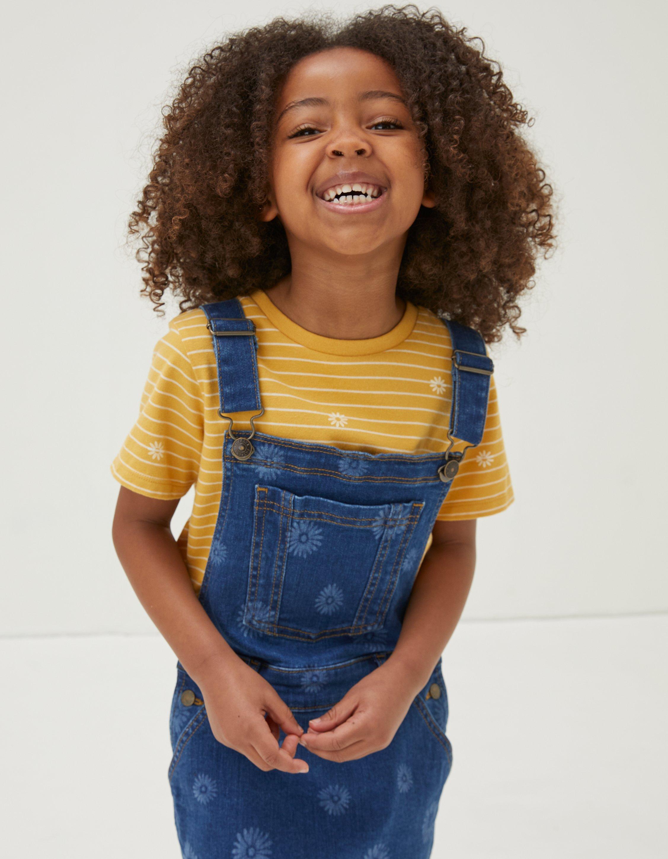 Girls denim shop pinafore dress