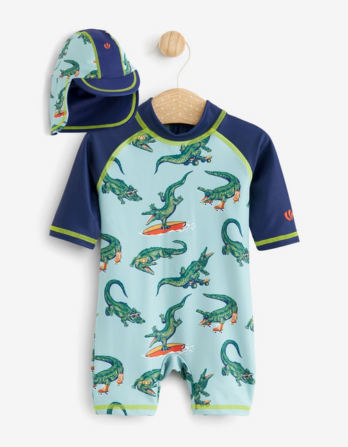 Kid’s Carter Crocodile Surf Suit and Hat Set