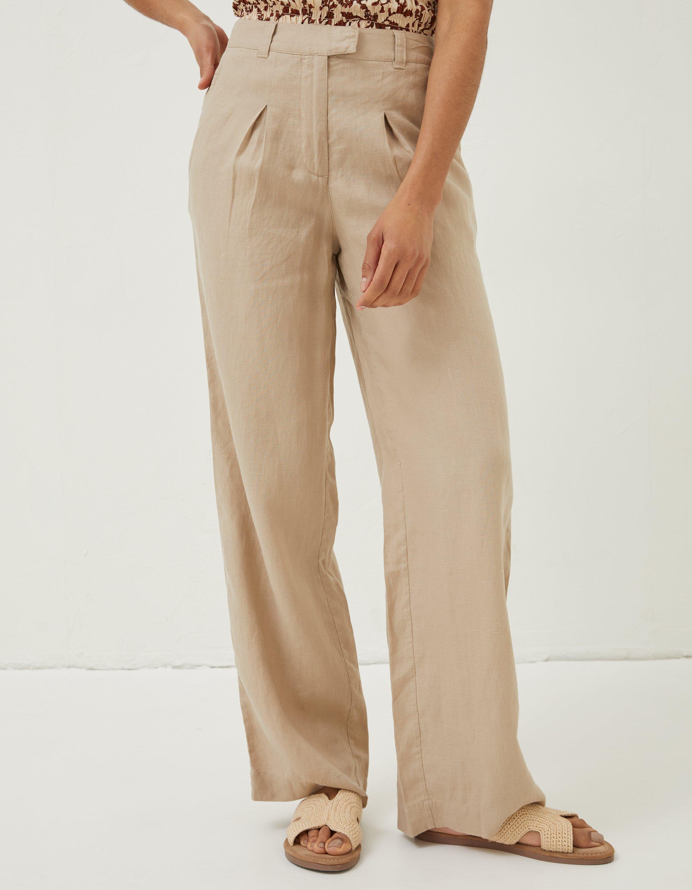 Daily Ritual 100% Linen Pants Womens 14 Natural Beige Wide Leg