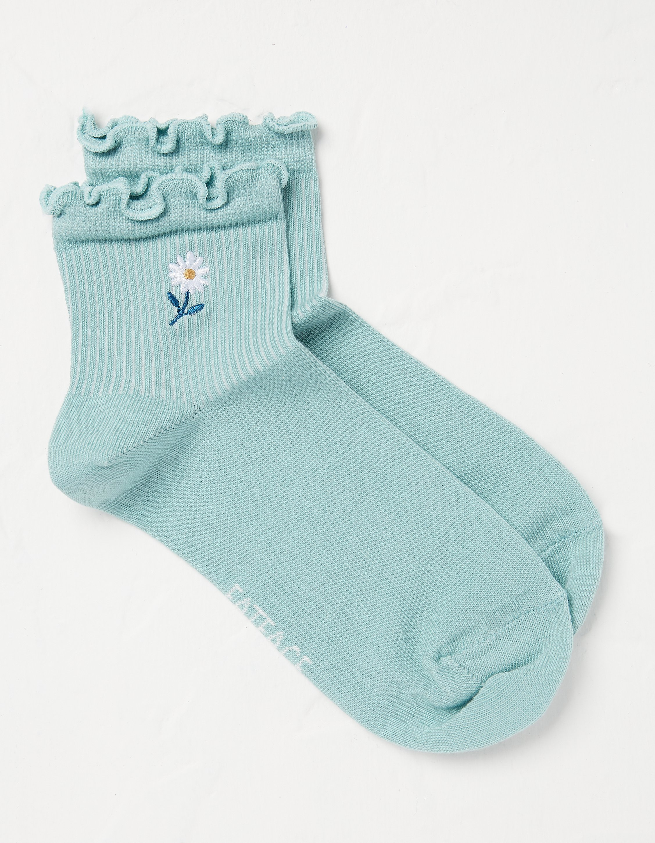 One Pack Rib Daisy Embroidered Socks
