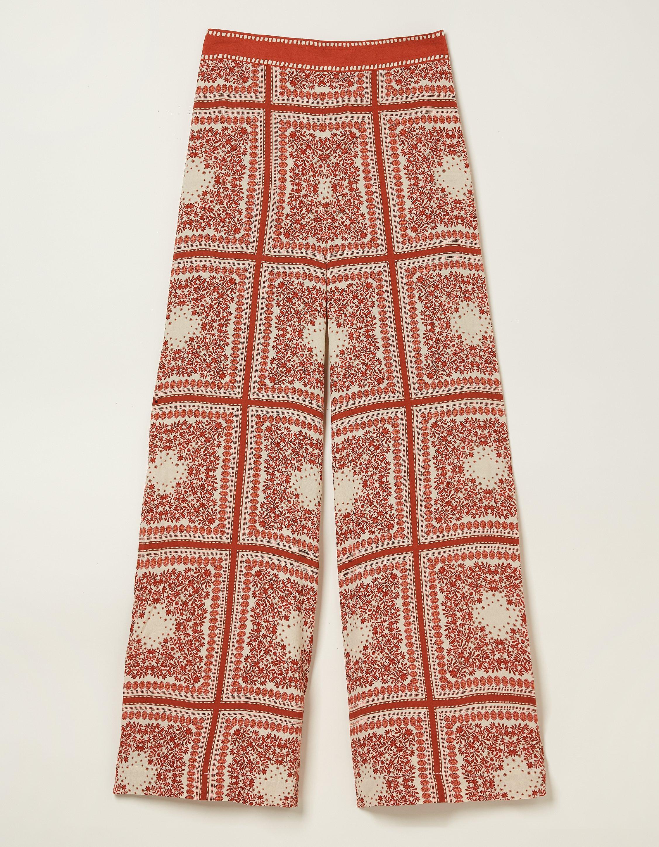 Scarf print clearance wide leg trousers