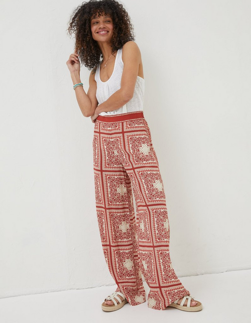 Scarf Print Palazzo Trousers