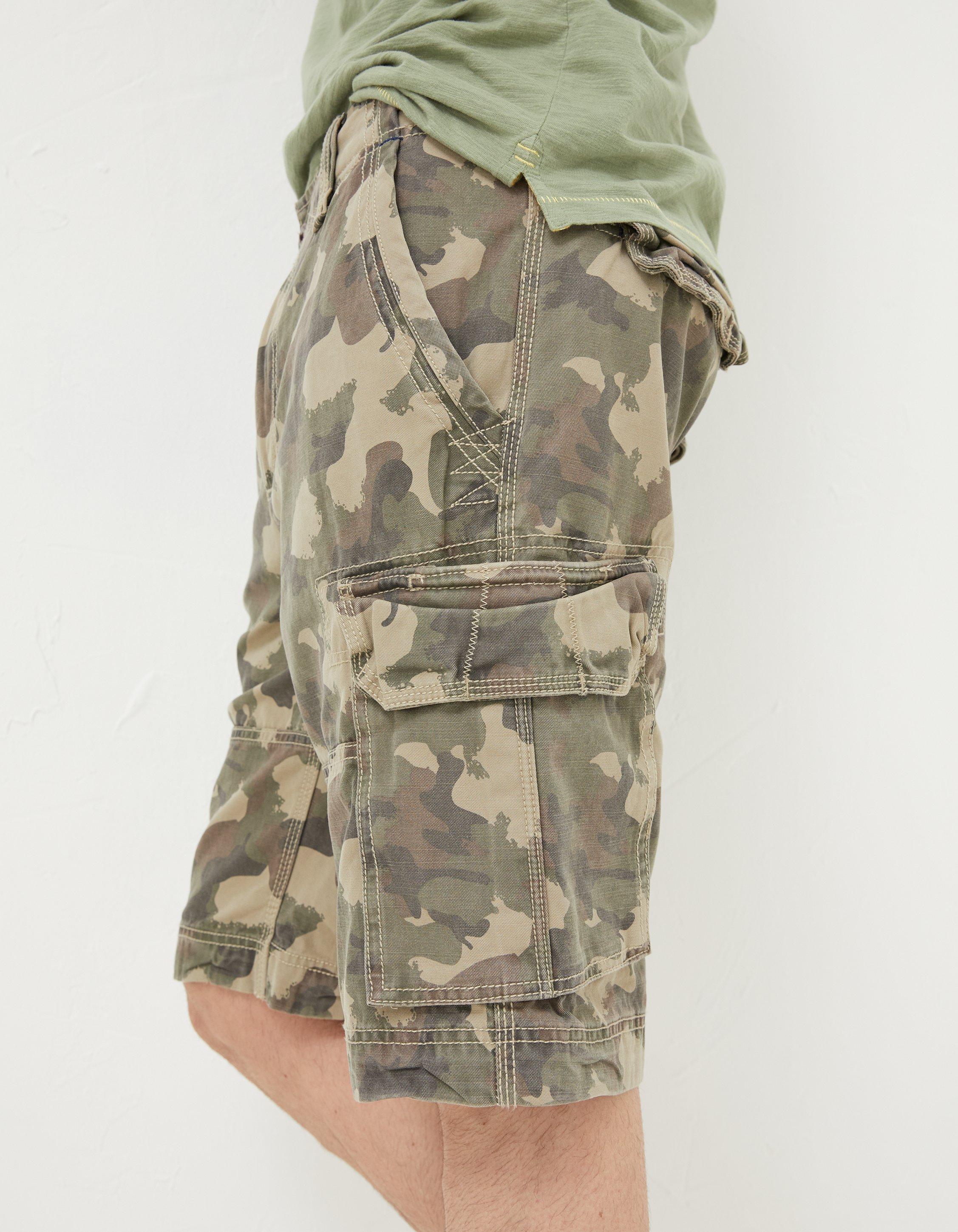 Mens long camo hot sale cargo shorts